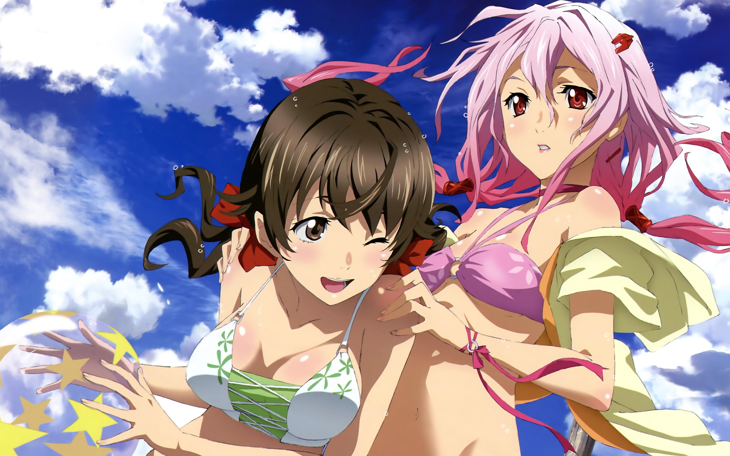menjou, 2K, nyantype, guilty, inori, hare, crown, yuzuriha, swimsuit, cleavage, HD Wallpaper