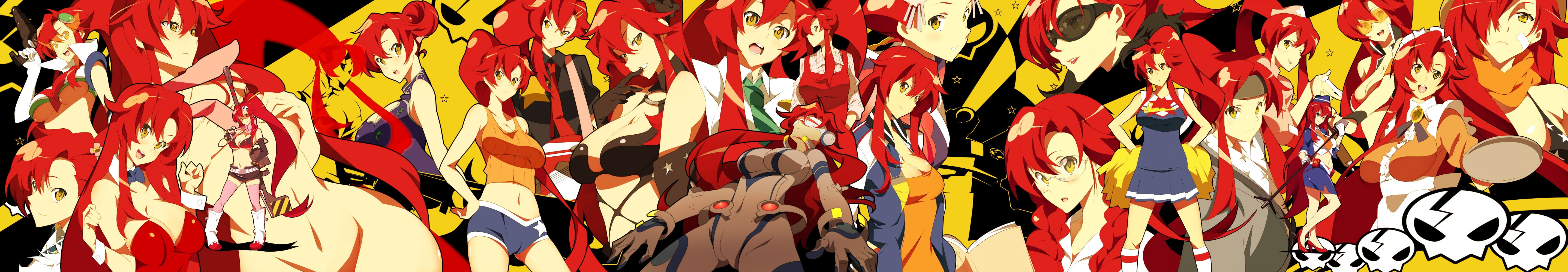 dress, pistol, highs, Suits, 5K, Glasses, Short Hair, Anime Girls, Skirt, weapon, Maid Outfit, anime, knee, Littner Yoko, Tengen Toppa Gurren Lagann, Sniper Rifle, HD Wallpaper