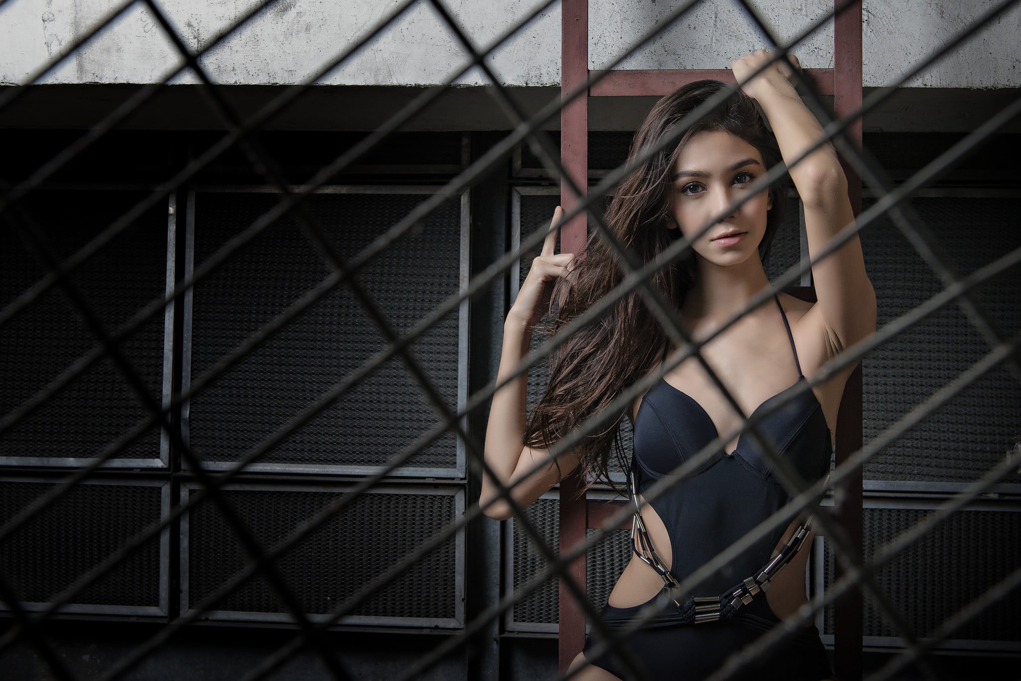 hair, brown hair, fashion, young adult, long hair, lingerie, hairstyle, clothing, portrait, model, one person, looking at camera, beauty, young women, black lingerie, HD Wallpaper