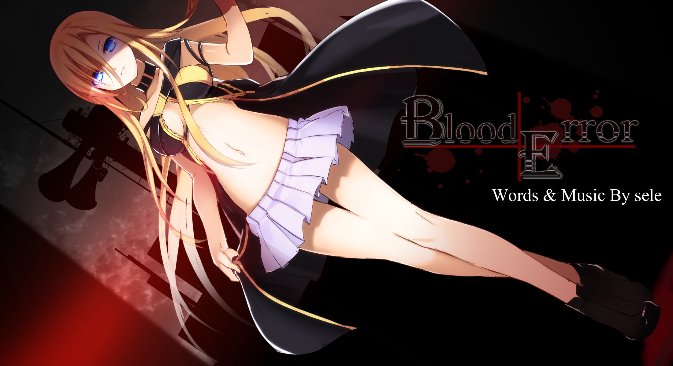 yuuki, vocaloid, navel, hair, blonde, breasts, eyes, collar, kira, 1080P, skirt, blue, blood, long, lily, HD Wallpaper