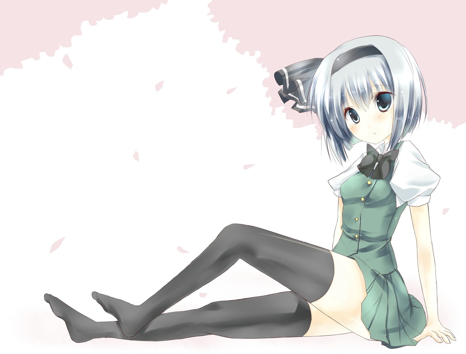 indoors, studio shot, white background, futuristic, Ibukitouka konpaku youmu, headwear, clothing, Pose, Girl, underwear, Stockings, young adult, people, HD Wallpaper