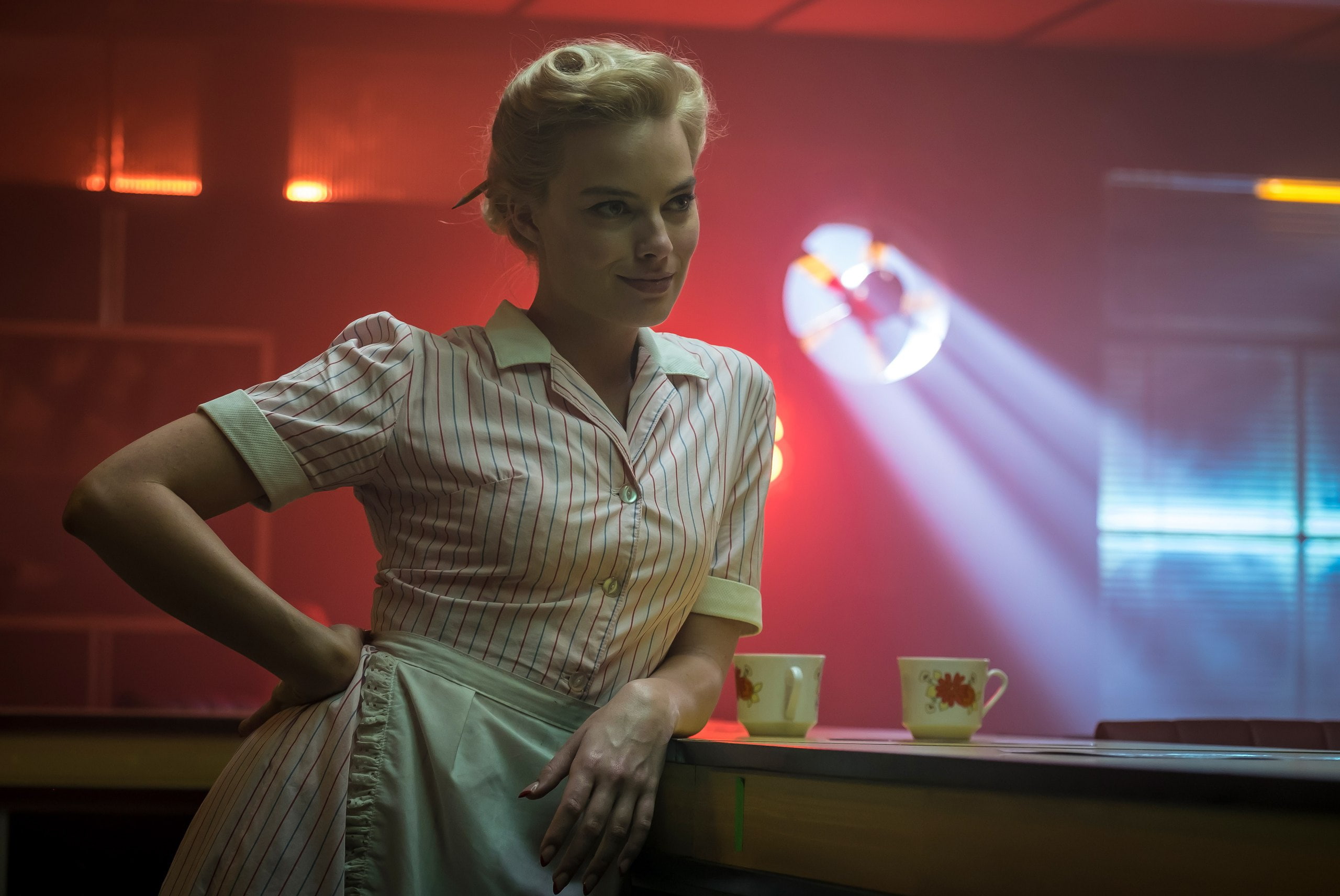 hot, blonde, 2K, Margot Robbie, the waitress, HD Wallpaper