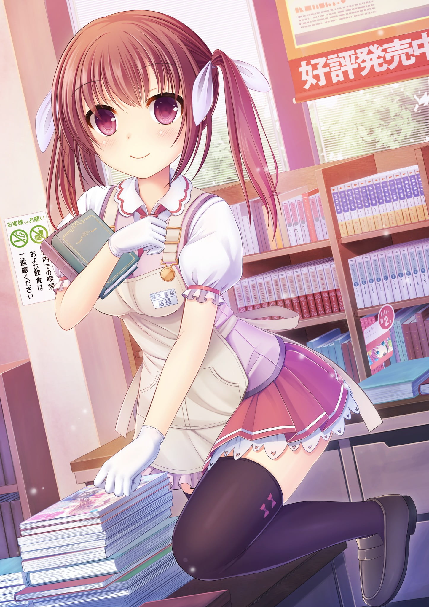 one person, anime girls, anime, business, store, books, indoors, fashion, retail, occupation, beauty, sitting, adult, 1080P, original characters, childhood, Phone HD Wallpaper