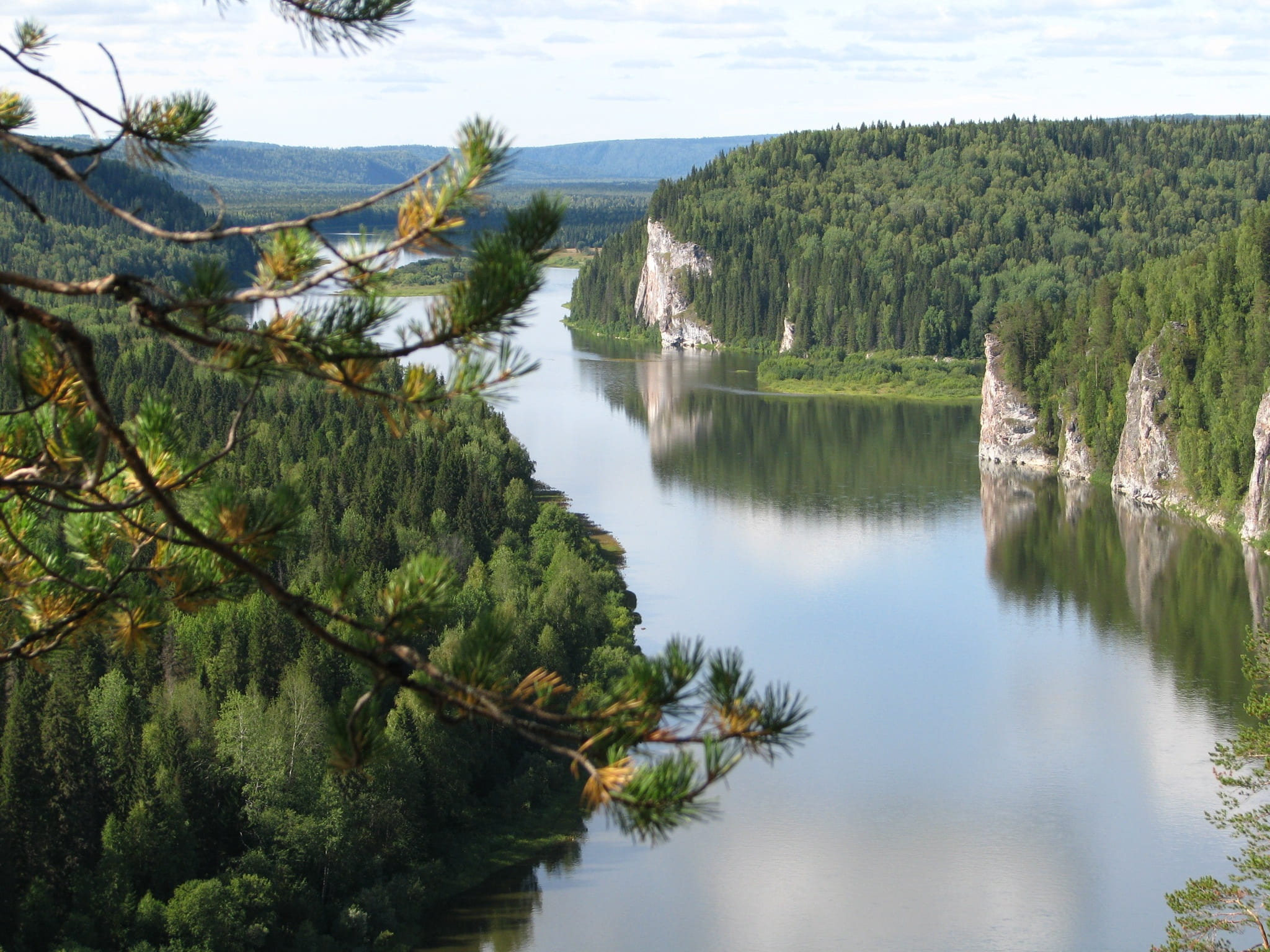 tranquility, beauty in nature, travel, green color, outdoors, island, rock, growth, day, forest, sky, landscape, trees, rocks, stones, dahl, russia, pine, HD Wallpaper