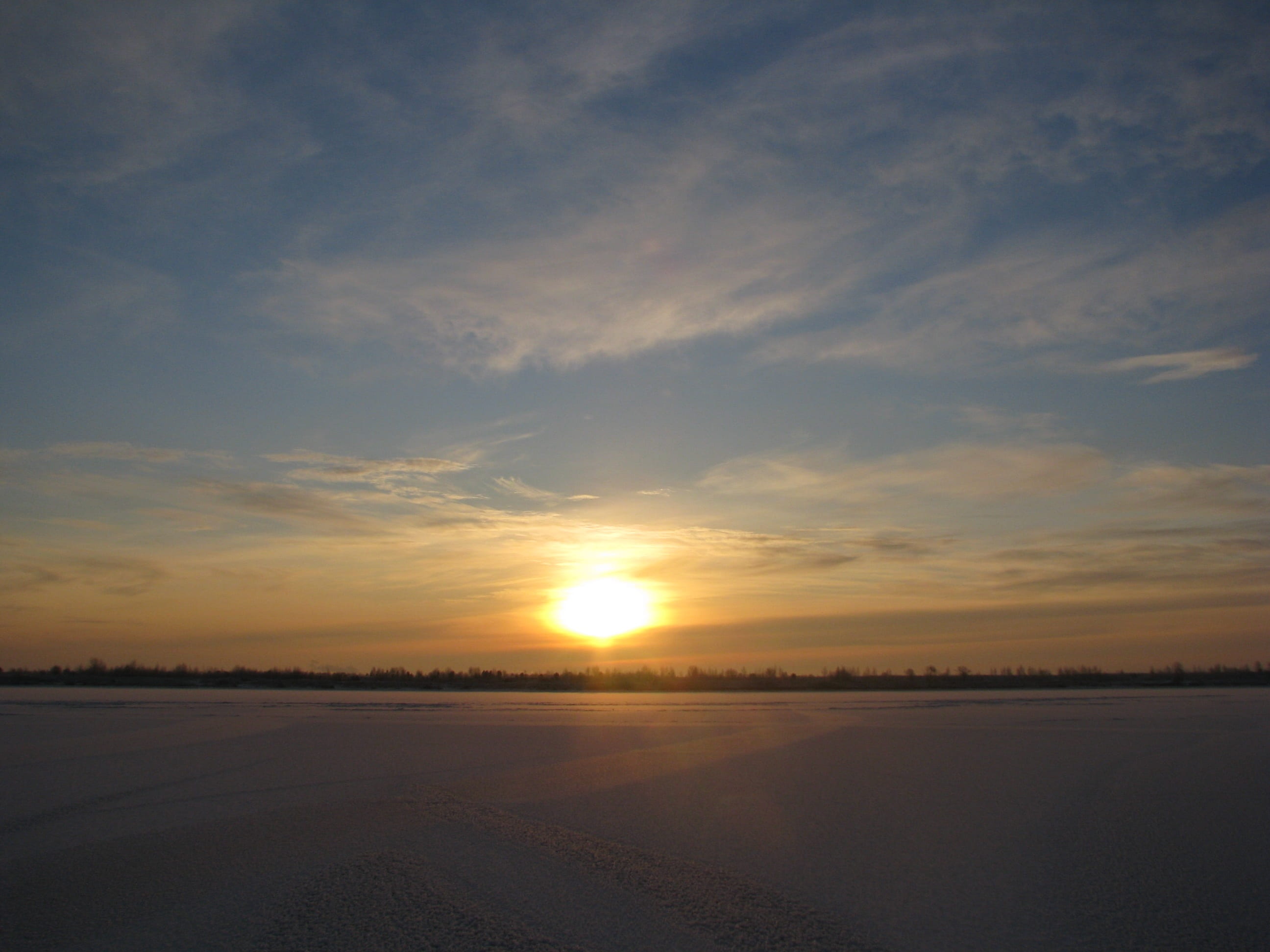 sunset, morning, white, horizon, orange color, 2K, early morning, perm krai, sky, scenics - nature, landscape, dawn, nature, photo, no people, ice, calm, HD Wallpaper