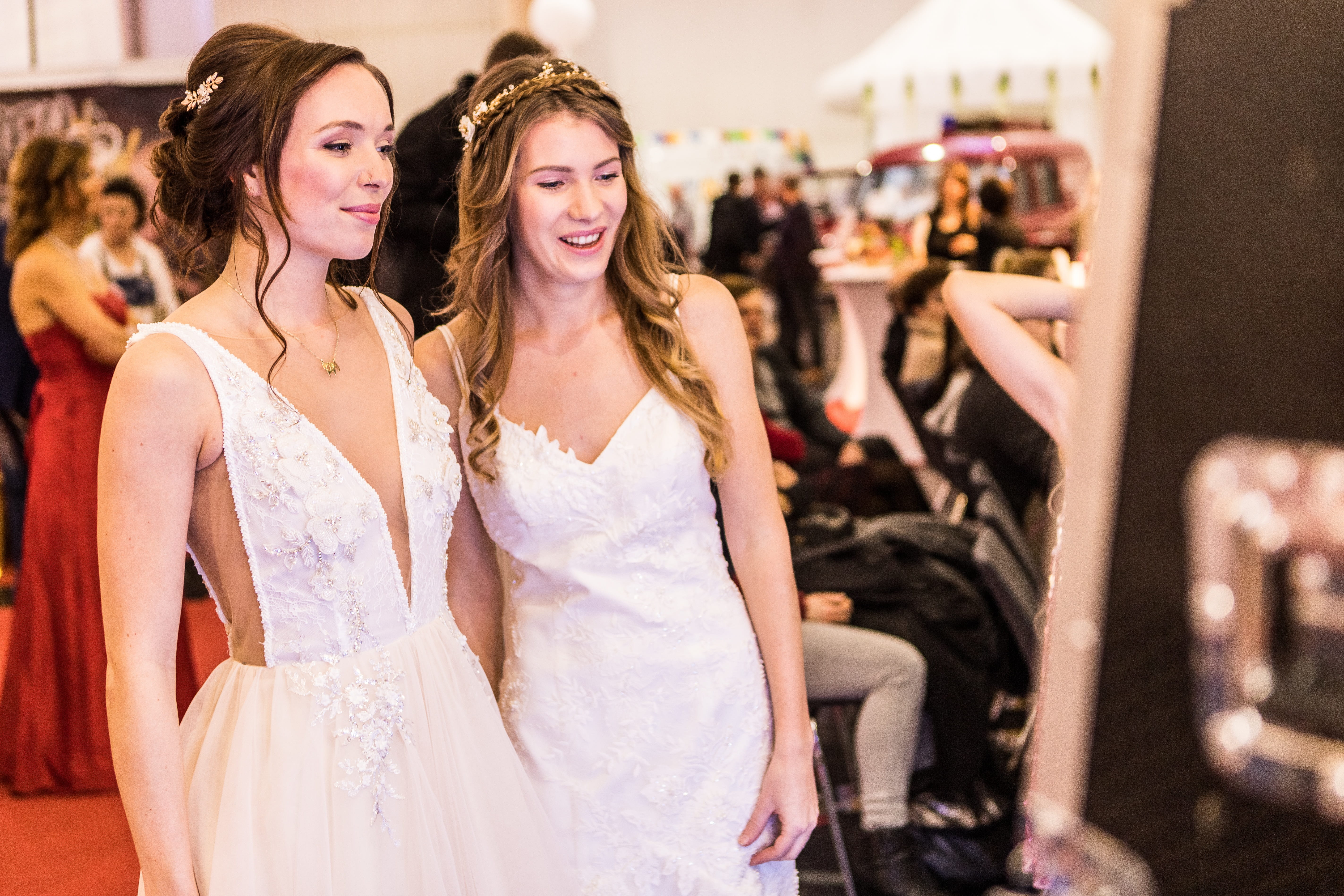clothing, saleswoman, young women, customer, happiness, young adult, beautiful woman, wedding dress, wedding, newlywed, marry, celebration, marriage, fashion, HD Wallpaper