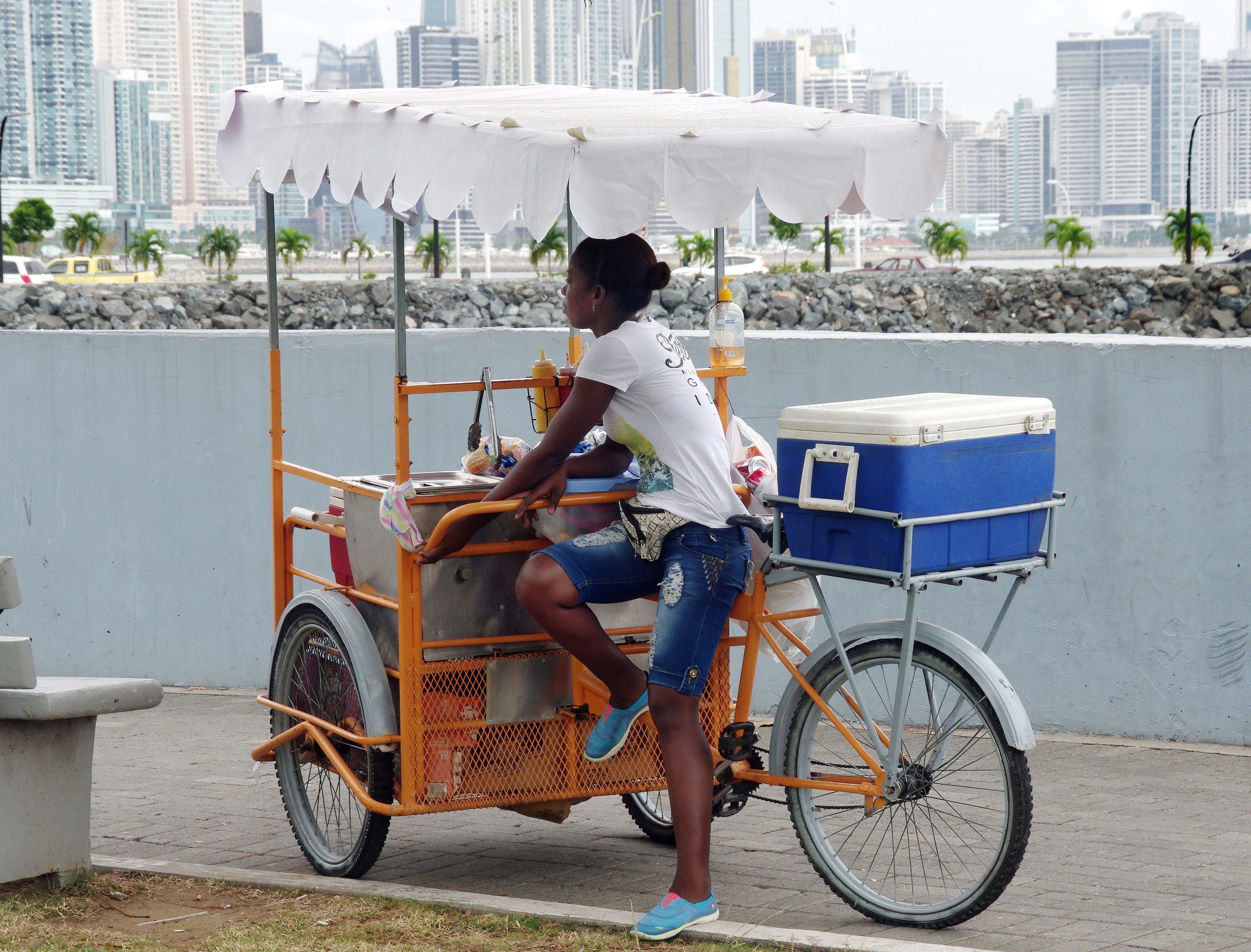 child, city, leisure activity, saleswoman, food, lifestyles, tricycle, real people, riding, panama, full length, land vehicle, women, 4K, woaman, mode of transportation, HD Wallpaper