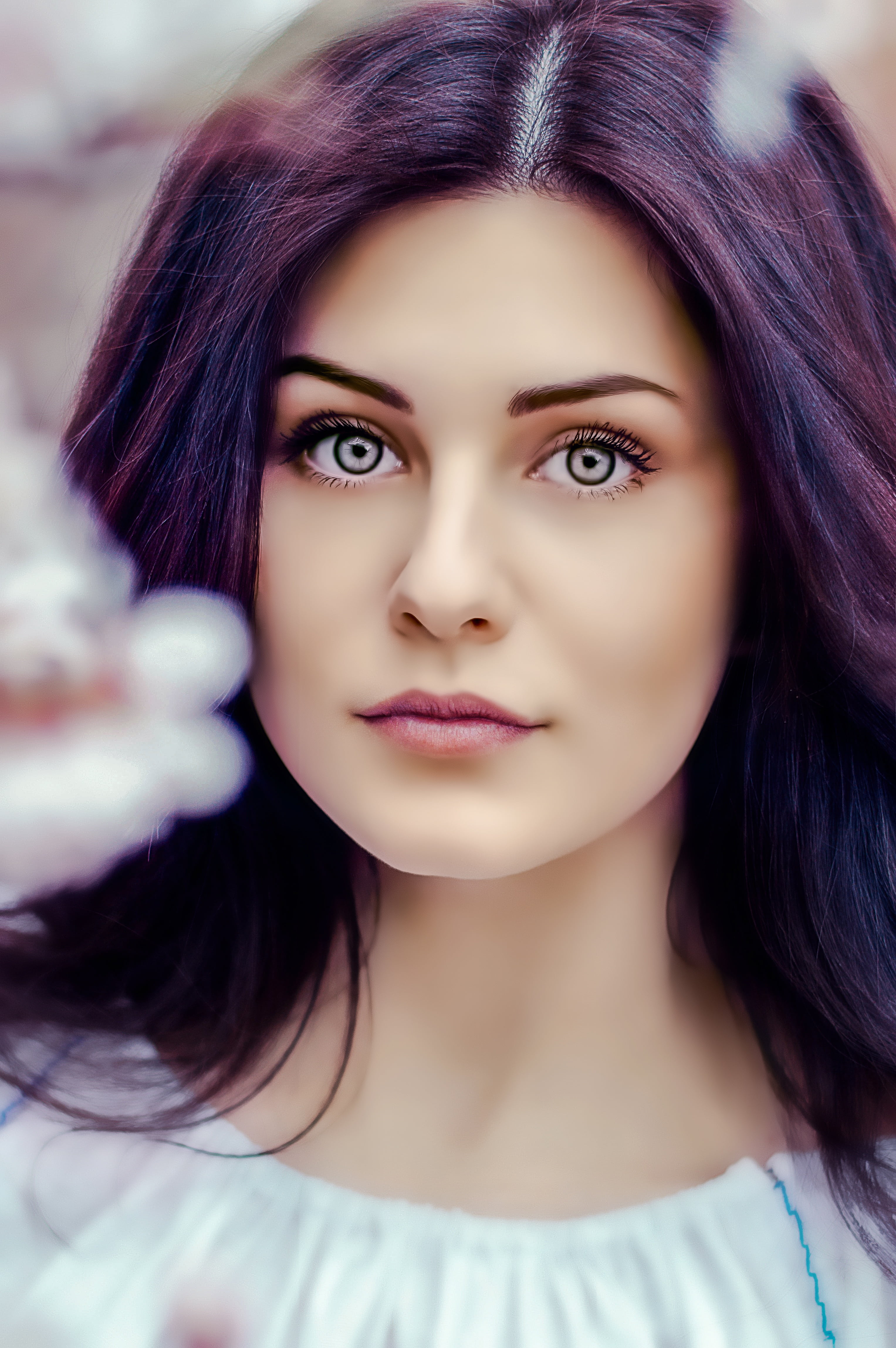 cute, hdr, beautiful woman, dyed hair, beautiful, headshot, women, front view, hairstyle, looking at camera, adult, beauty, elegant, eyes, one Person, young women, Phone HD Wallpaper