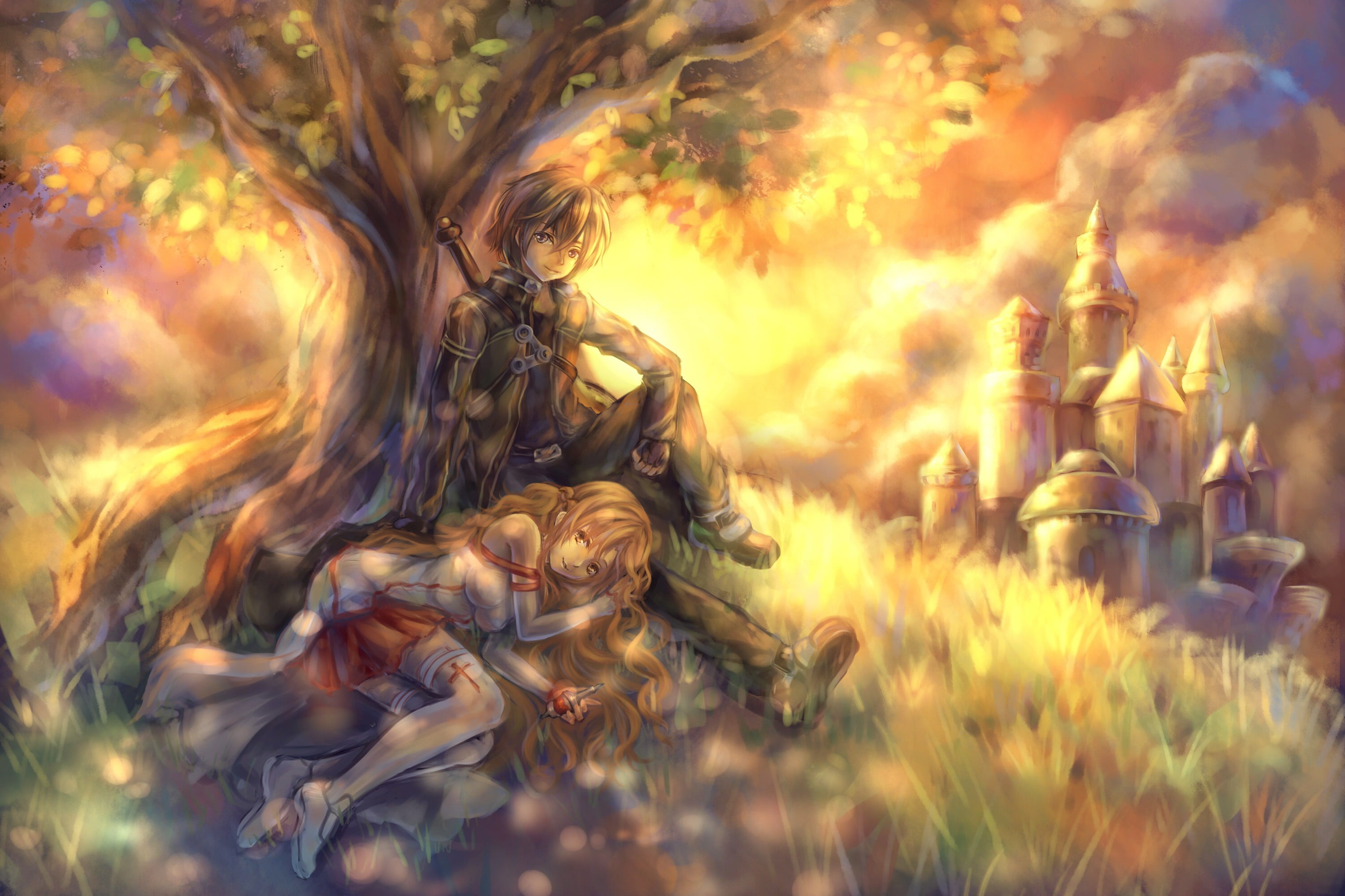 magic, fantasy, light - Natural Phenomenon, burning, shiny, backgrounds, swirl, smoke - Physical Structure, sunlight, art, defocused, creativity, sword art online, HD Wallpaper