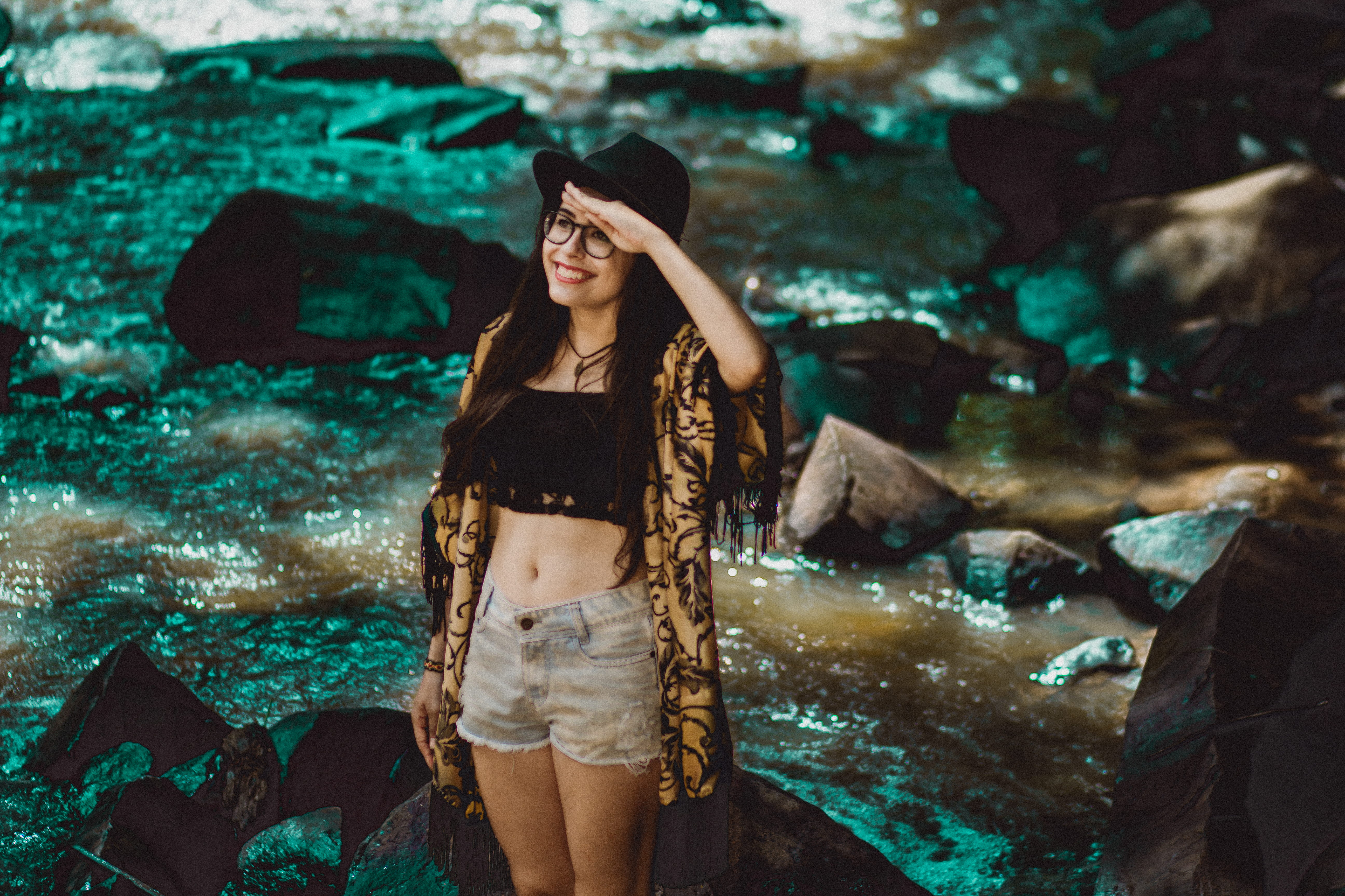 women, hair, smile, one person, river, stone, standing, young women, lady, long hair, body, feamle, 5K, fashion, near, girl, glass, hairstyle, beauty, HD Wallpaper