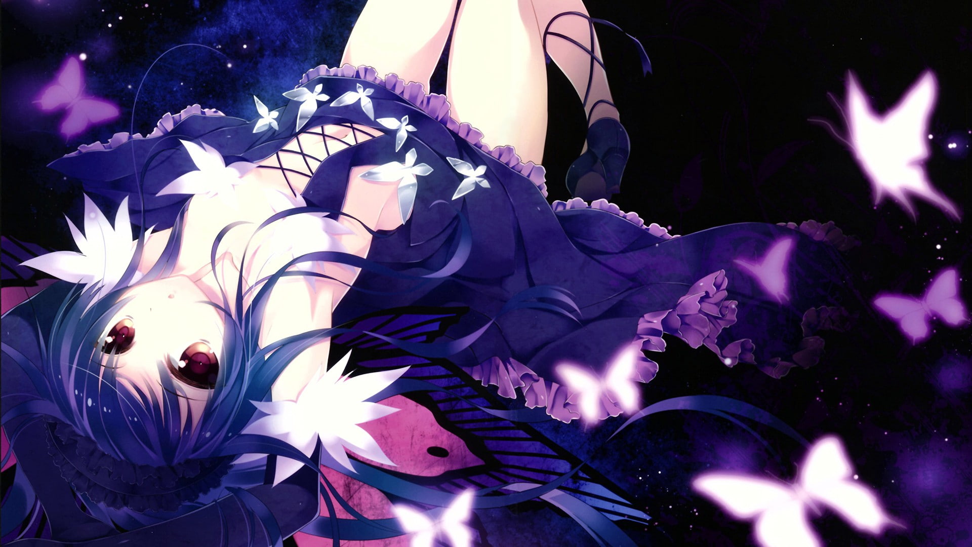 plant, Accel World, growth, digital composite, night, nature, inflorescence, celebration, flower, outdoors, flower head, Kuroyukihime, fragility, beauty in nature, HD Wallpaper