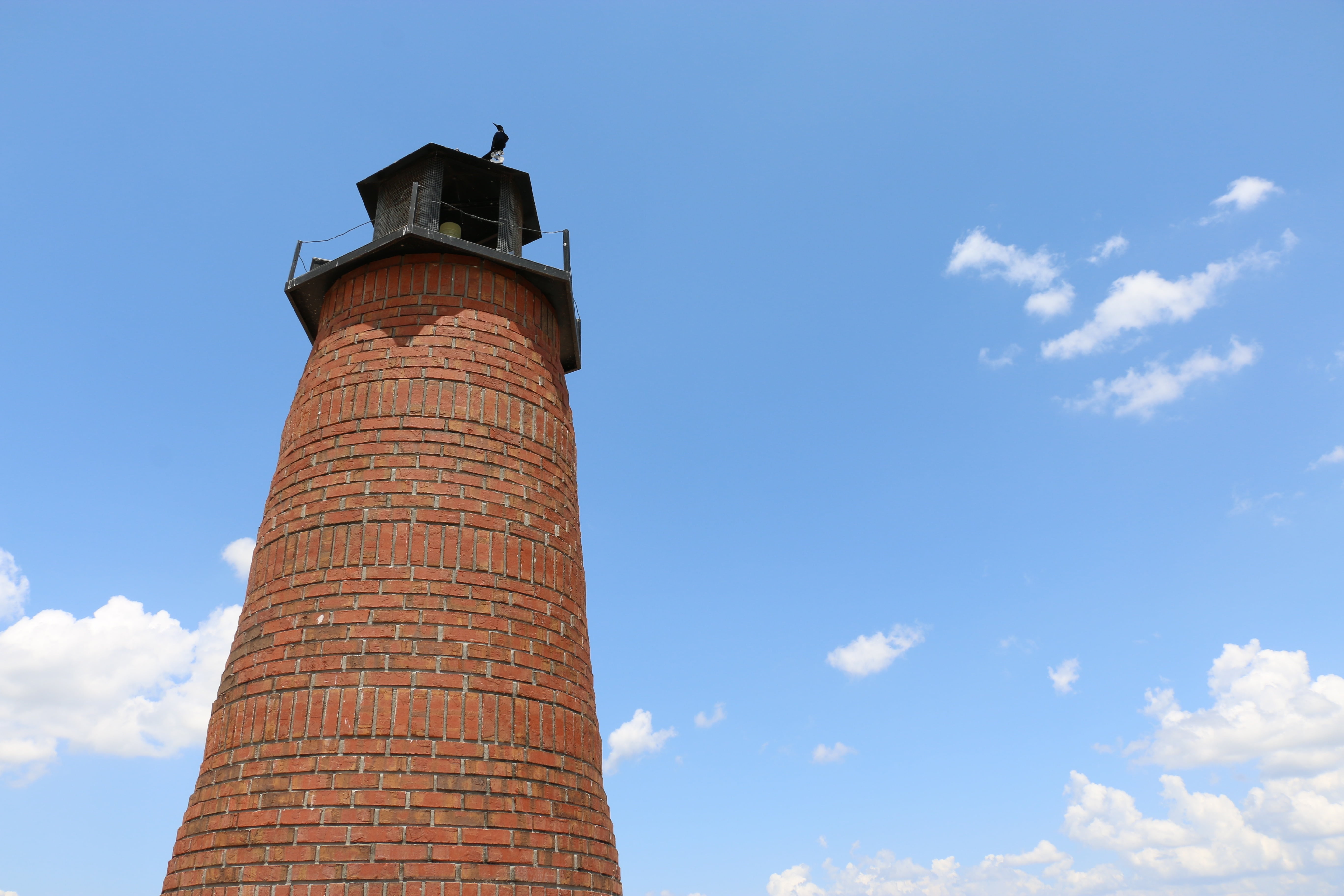 outdoors, pollution, factory, sunlight, tourism, day, lighthouse, tall - high, central florida, architecture, blue, cloud - sky, america, no people, brick, HD Wallpaper