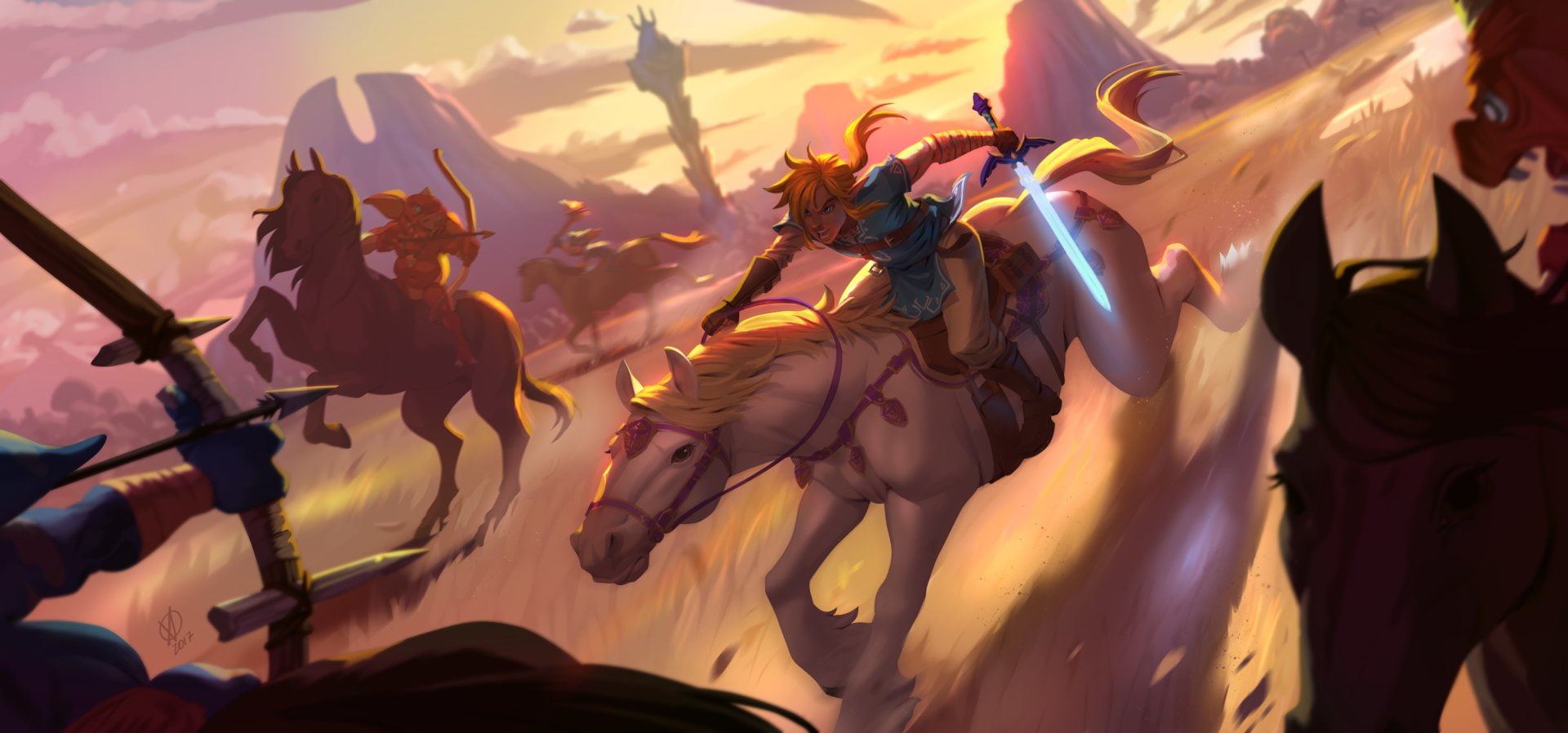 Battle, Horse, Sword, 1080P, Zelda, The Legend of Zelda: Breath of the Wild, Link, HD Wallpaper
