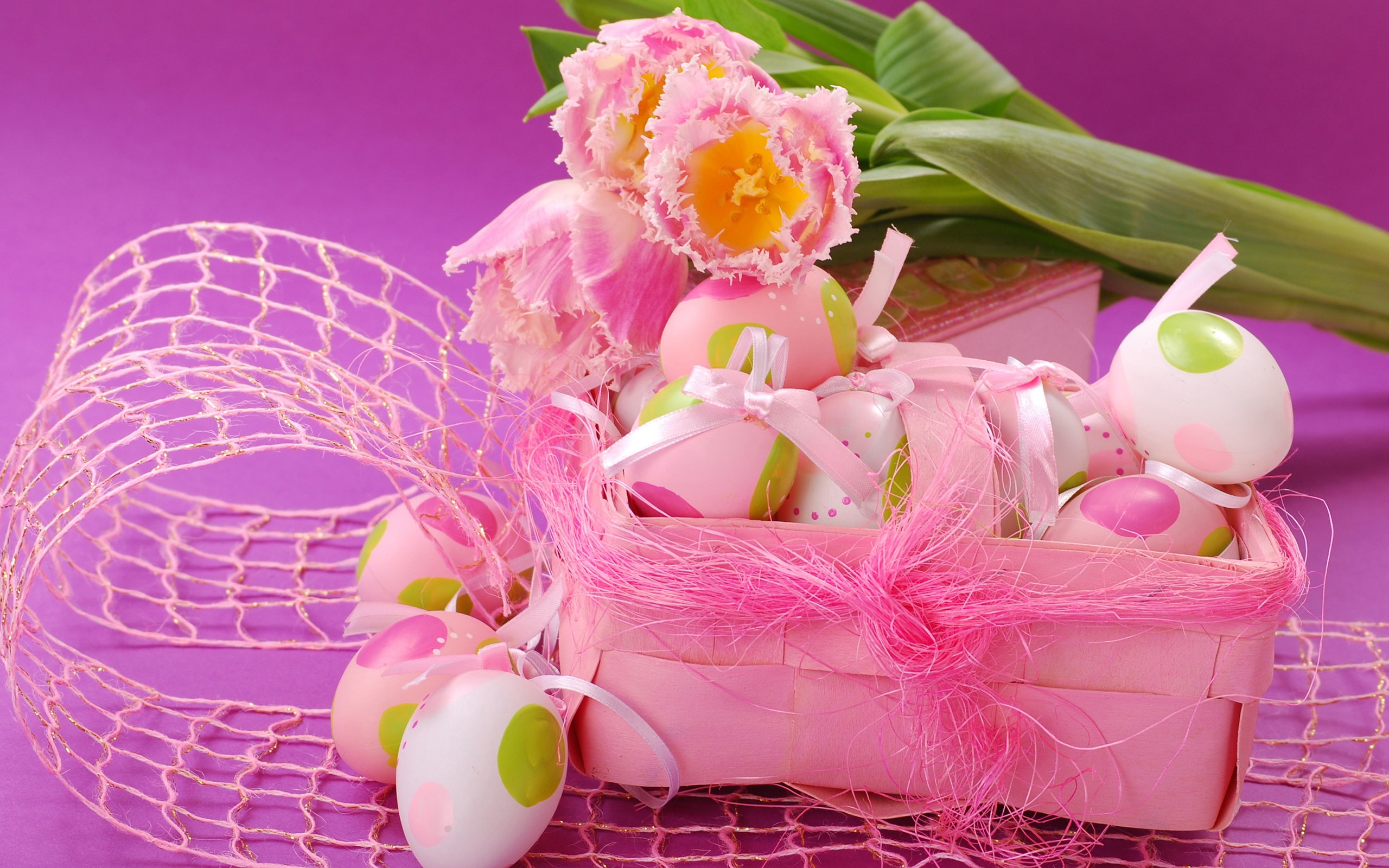 2K, Pink, Eggs, Style, Tulip, Easter, Flowers, HD Wallpaper