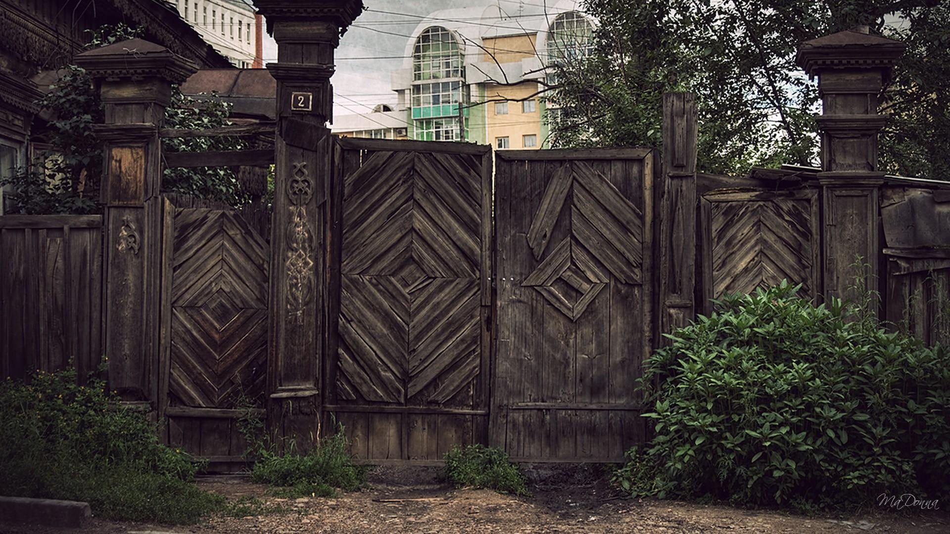 gate, never, 1080P, fence, old, animals, garden, vintage, forgoten, trees, wood, viii, HD Wallpaper