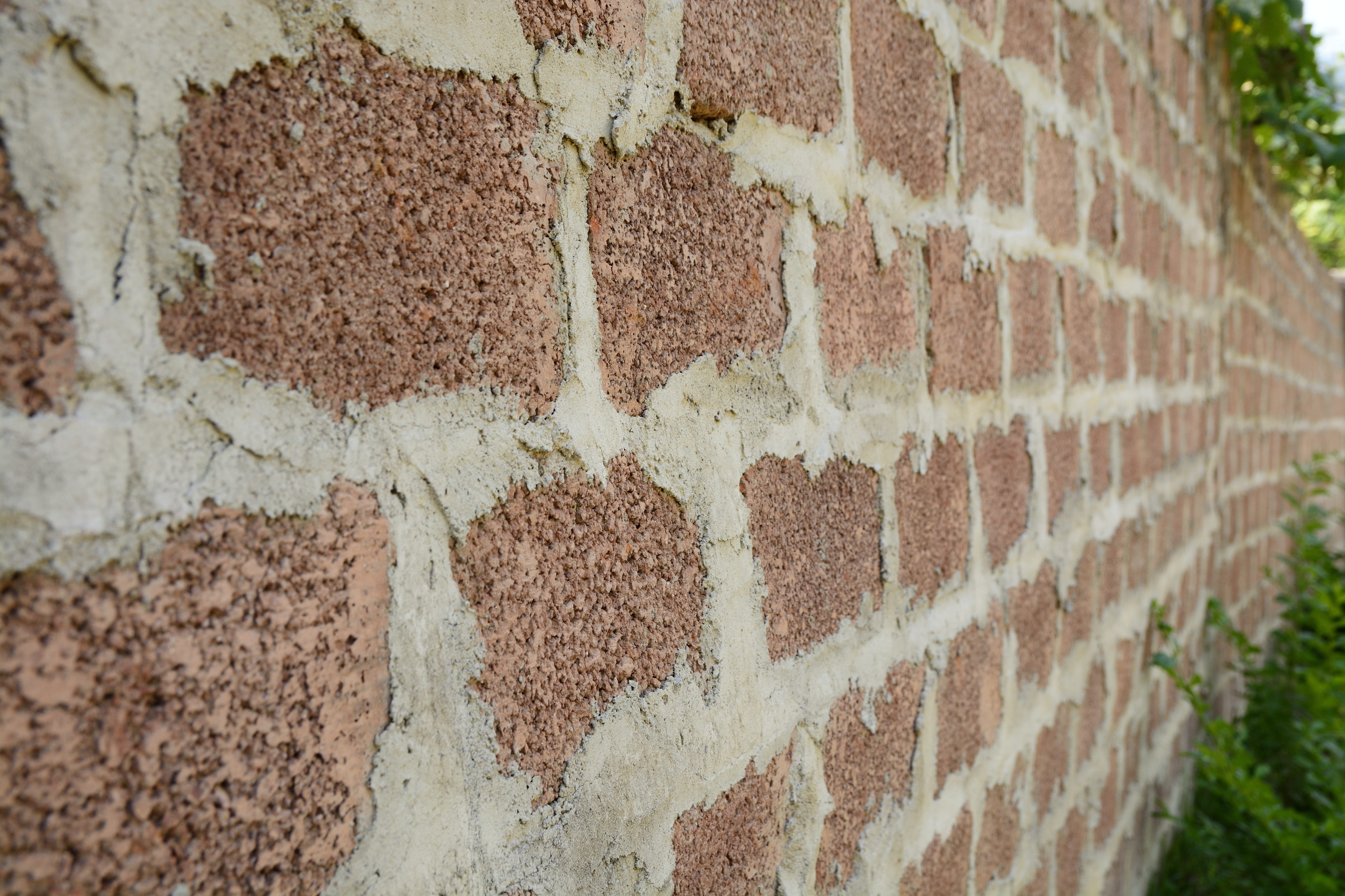 brick, retro, selective focus, brick wall, moss, no people, wall, old, wall - building feature, built structure, rough, mosaic, template, stock, outdoors, HD Wallpaper