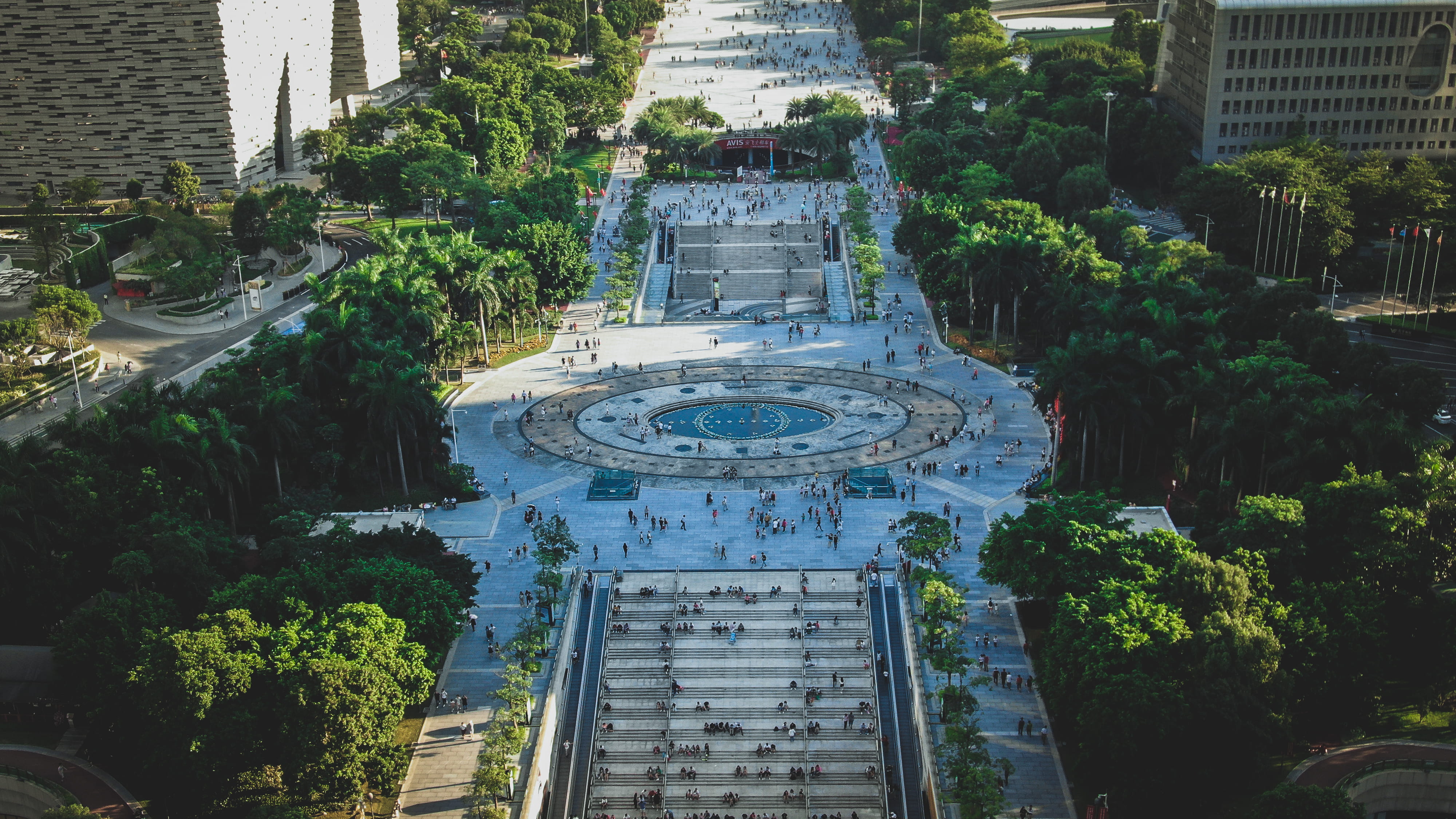 city, guangzhou, travel, no people, aerial, drone view, nature, people, park - man made space, park, people walking, built structure, photo, day, new, architecture, HD Wallpaper