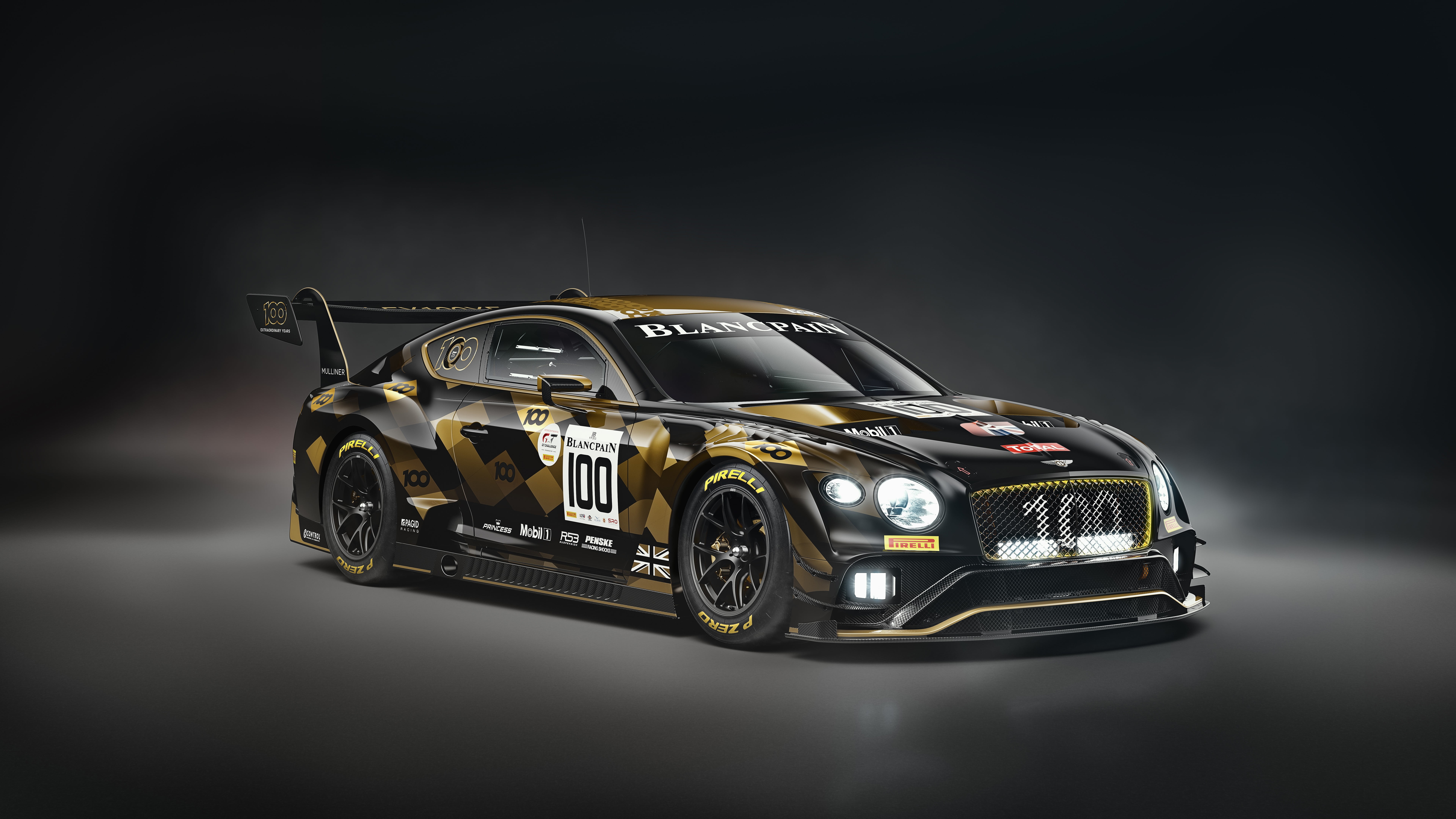 8K, vehicle, black cars, Bentley Continental GT3, car, dark background, HD Wallpaper
