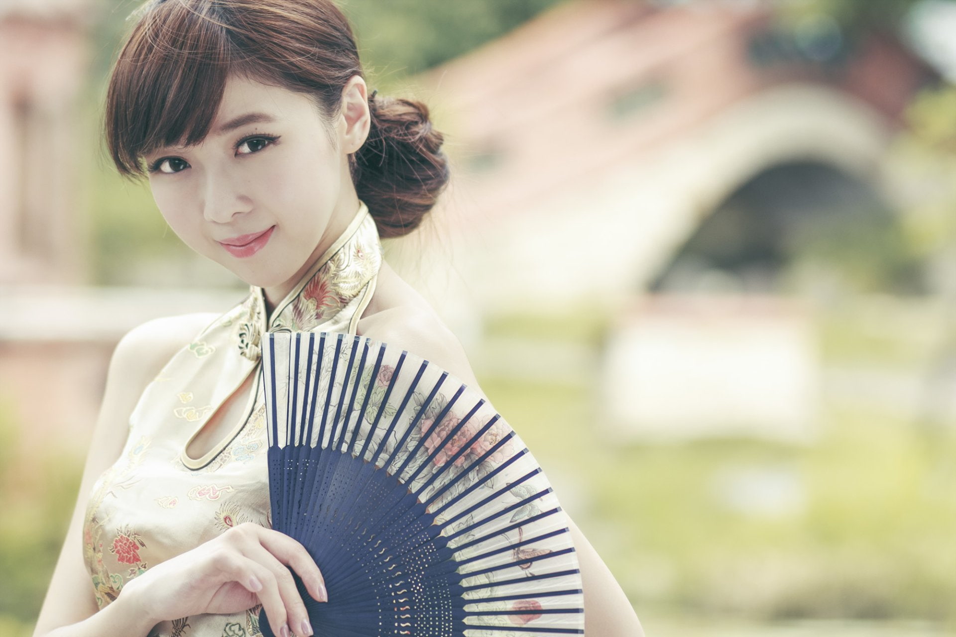 Girl, Taiwanese, Models, 1080P, Bokeh, Chén Qiáoqiáo, Smile, Asian, Model, HD Wallpaper