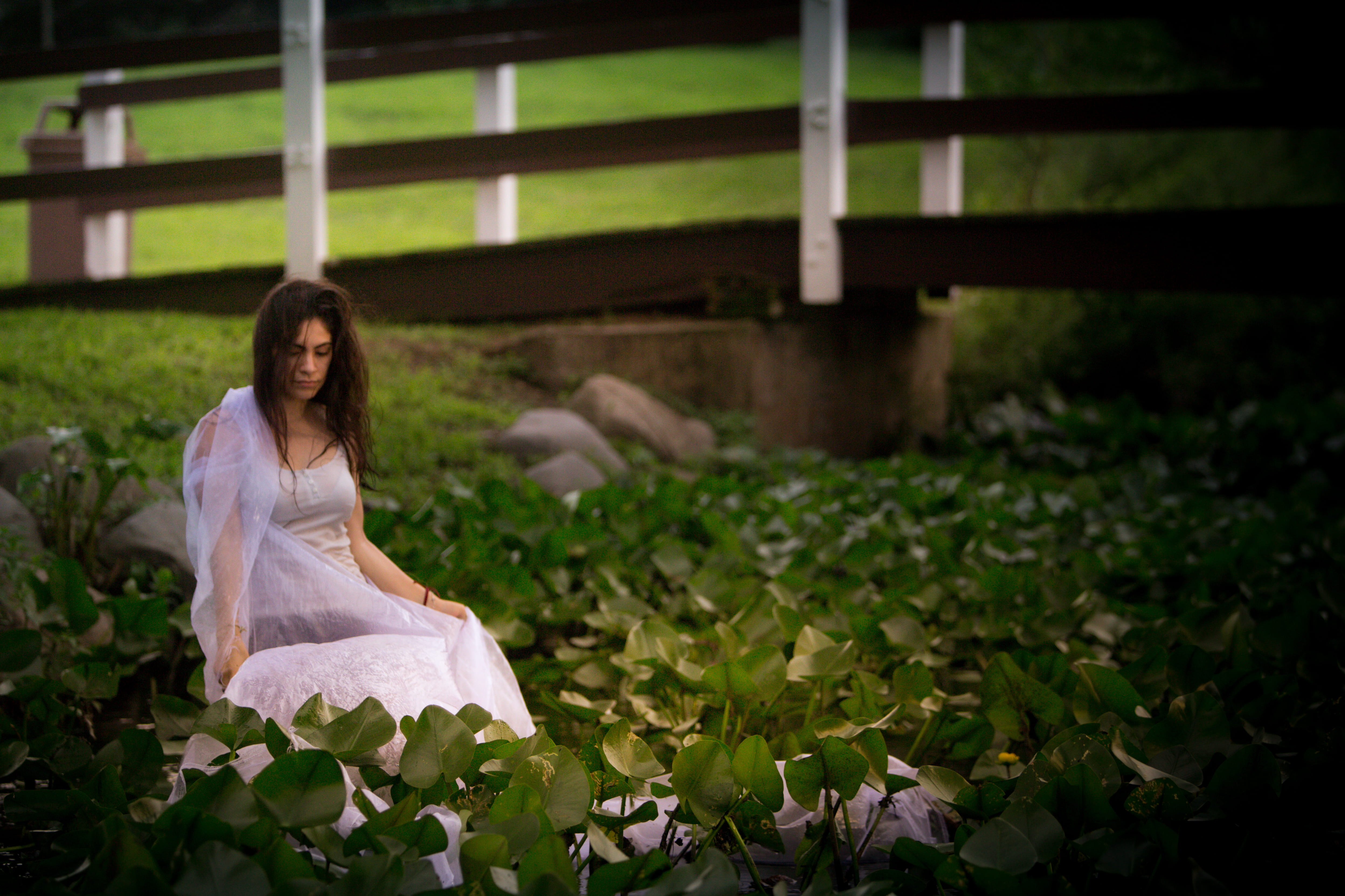 young women, dress, person, robe, white color, hair, pottery, people, outdoors, 4K, adult, outdoor, vase, potted plant, gown, jar, nature, sitting, beside, HD Wallpaper