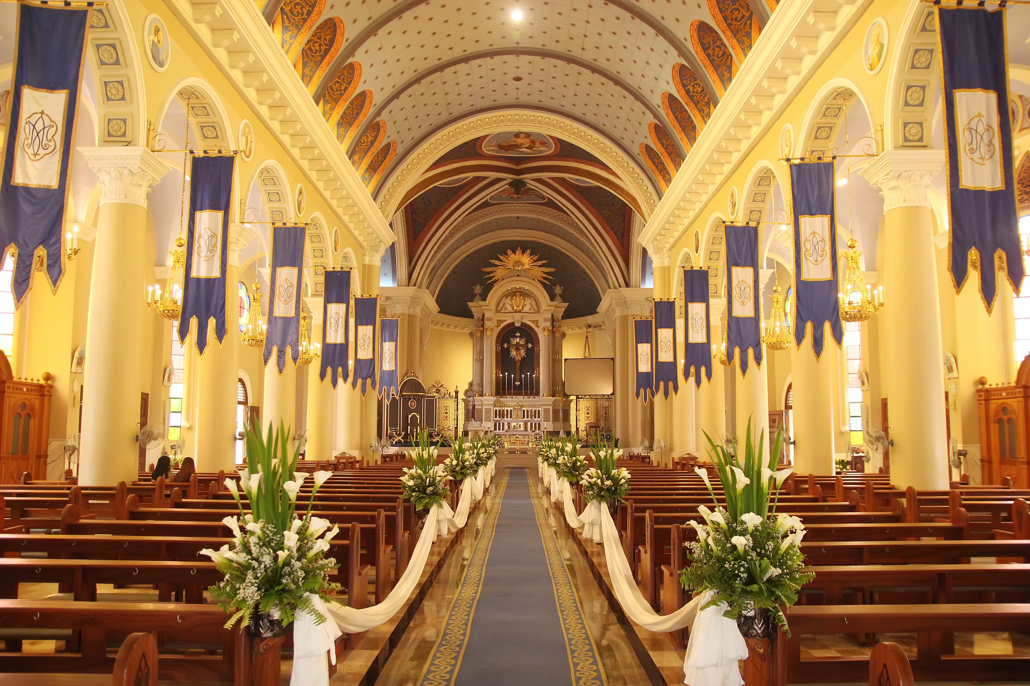 direction, celebration, church, the past, the way forward, place of worship, bridal, together, love, marriage, building, ceiling, aisle, wedding, indoors, HD Wallpaper