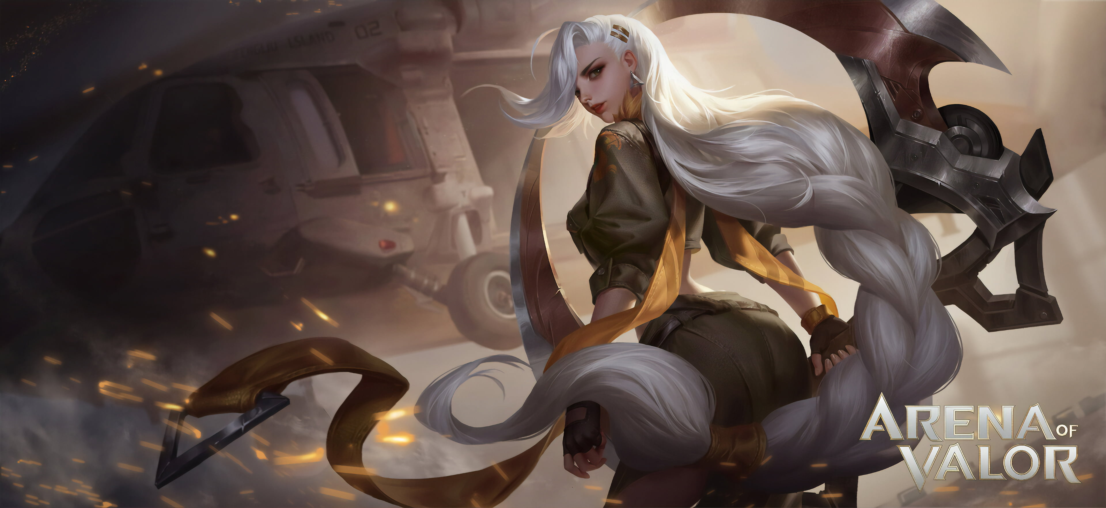 Arena of Valor, Long Hair, Woman, Girl, White Hair, Video Game, 4K, Braid, HD Wallpaper