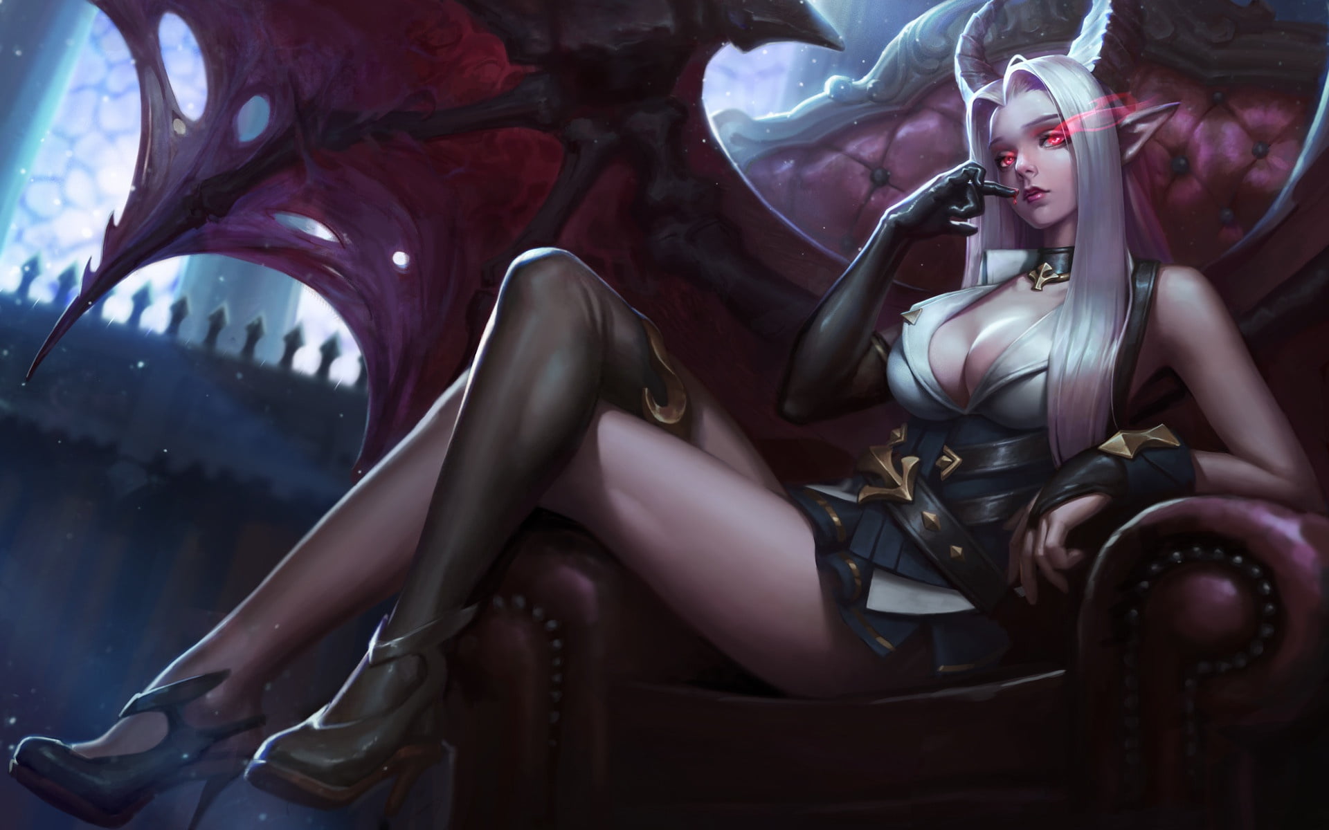 1080P, Veera, demoness, Arena Of Valor, blonde, girl, sitting, HD Wallpaper
