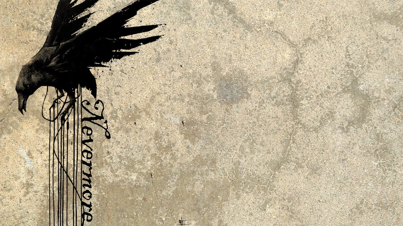 grunge, 720P, Nevermore, birds, raven, HD Wallpaper