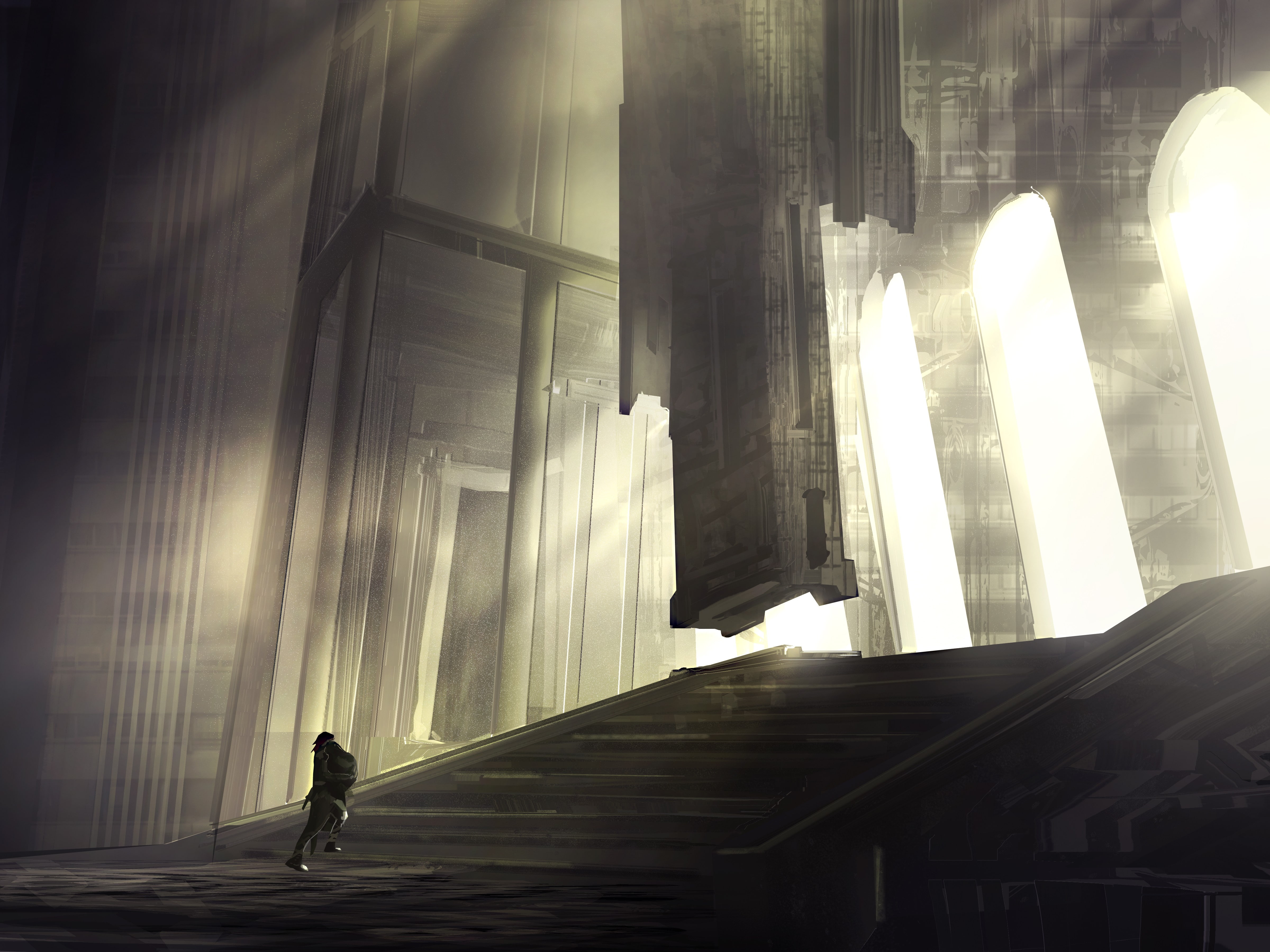 Stone arch, fantasy Art, Temple, shadow Of The Colosus, 4K, HD Wallpaper