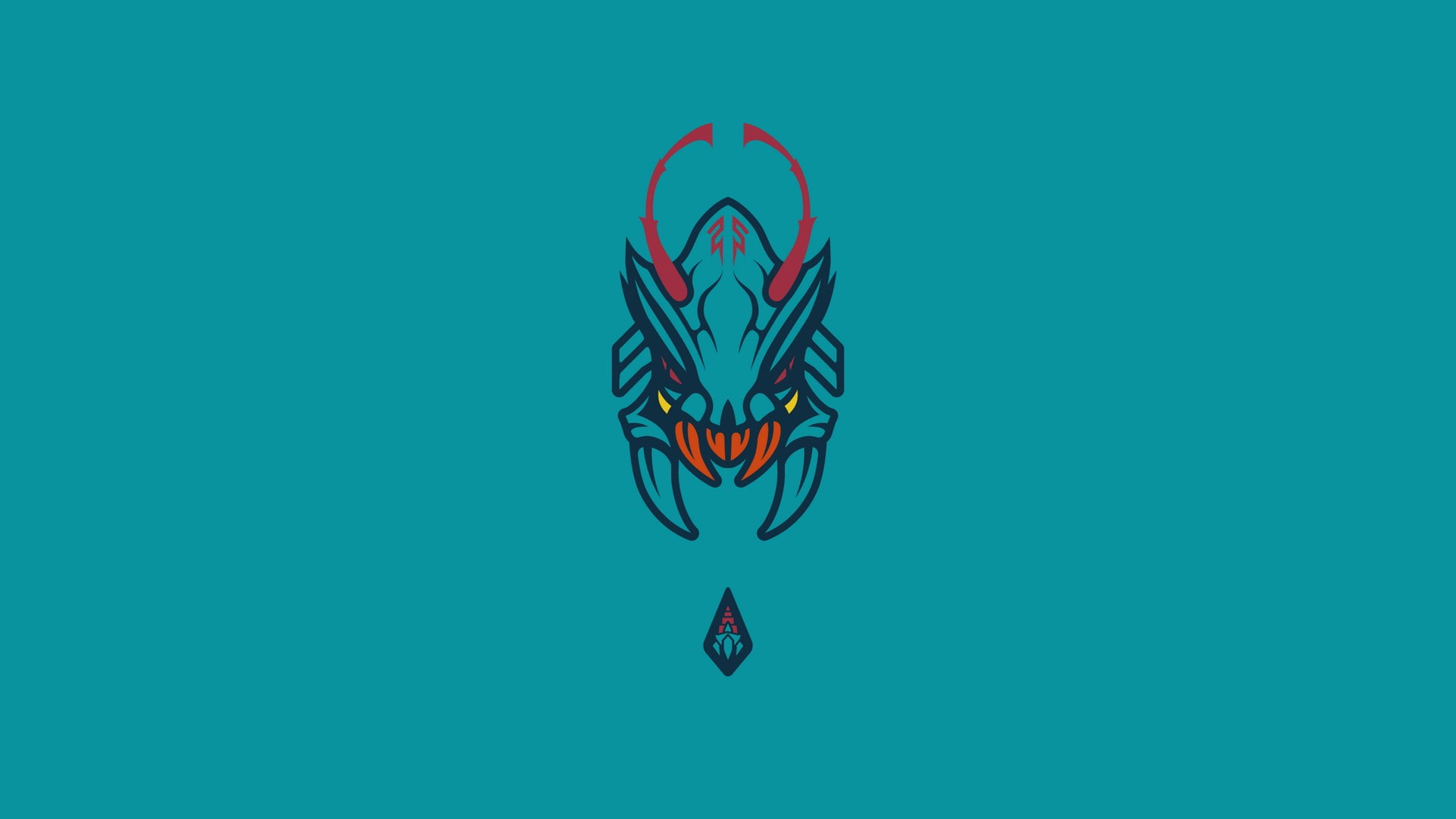 Dota 2, sport, indoors, representation, positive emotion, 1080P, no people, animal, blue background, minimalism, colored background, blue, Weaver, multi colored, HD Wallpaper