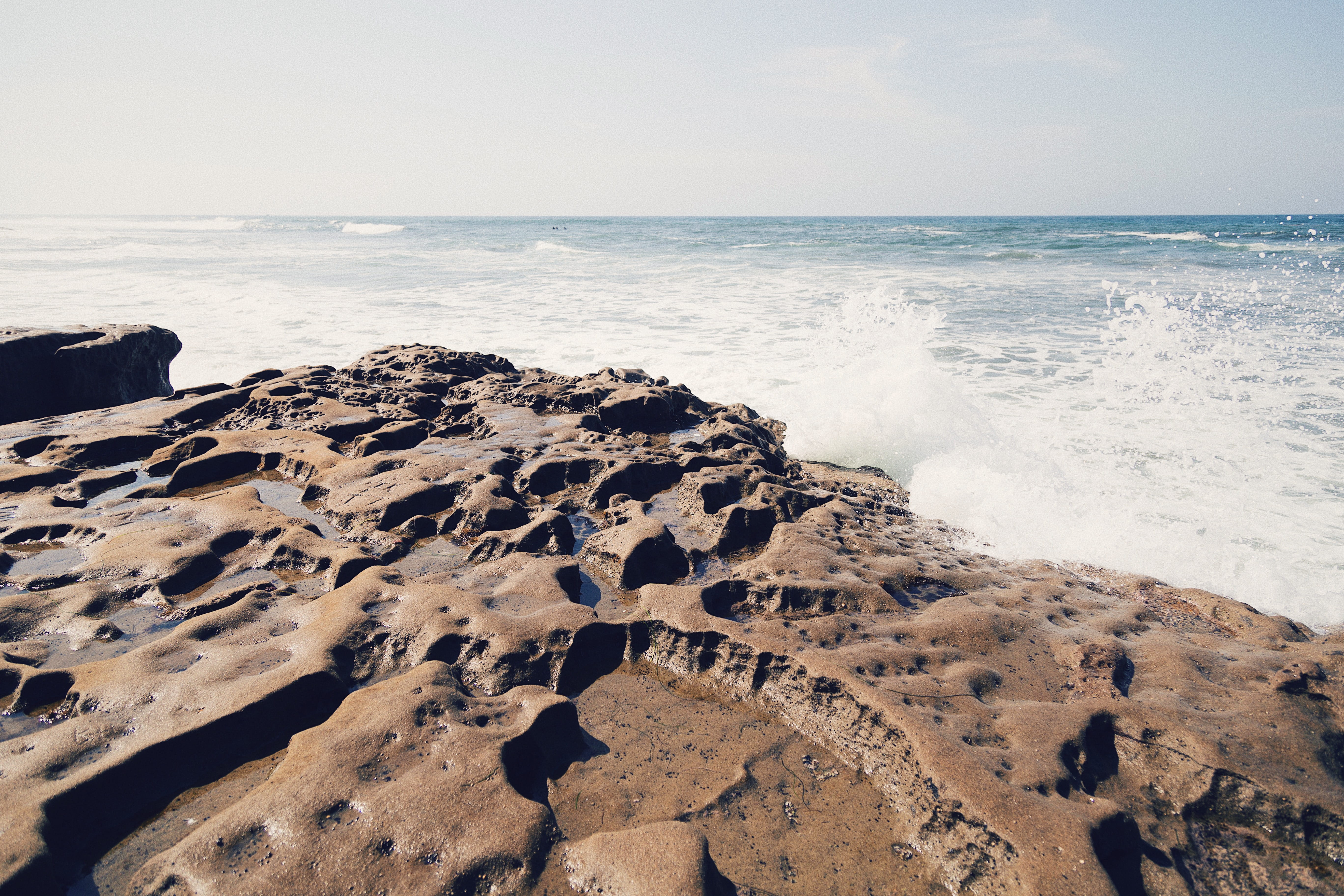 sky, no people, rocky coastline, rocks, tranquil scene, motion, sea, power in nature, cliffs, ocean, 5K, nature, land, united states, beauty in nature, HD Wallpaper