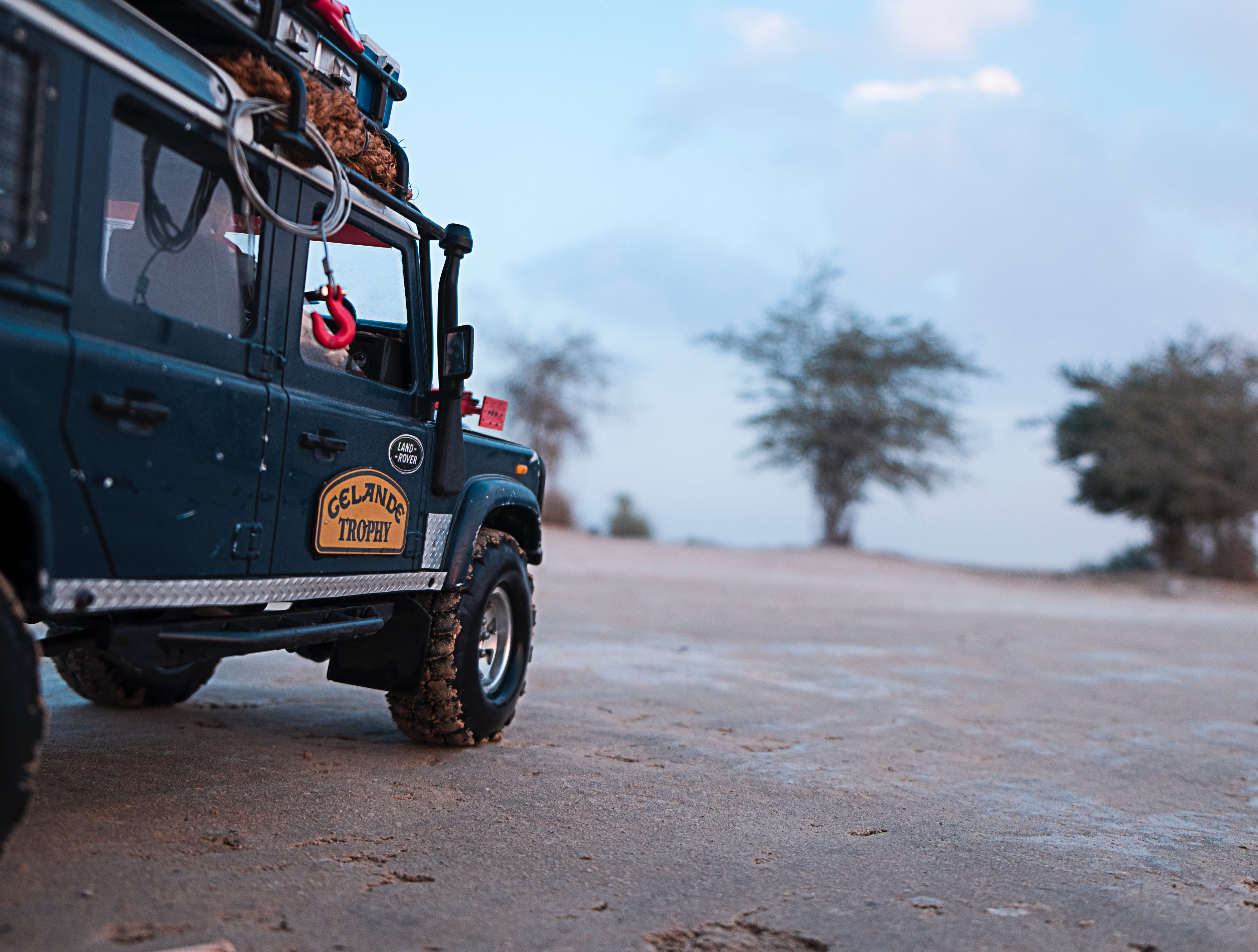 motor vehicle, nature, tree, jeep, no people, land vehicle, stationary, desert, 5K, wheel, road, tyre, sand, transportation, focus on foreground, off-road vehicle, HD Wallpaper
