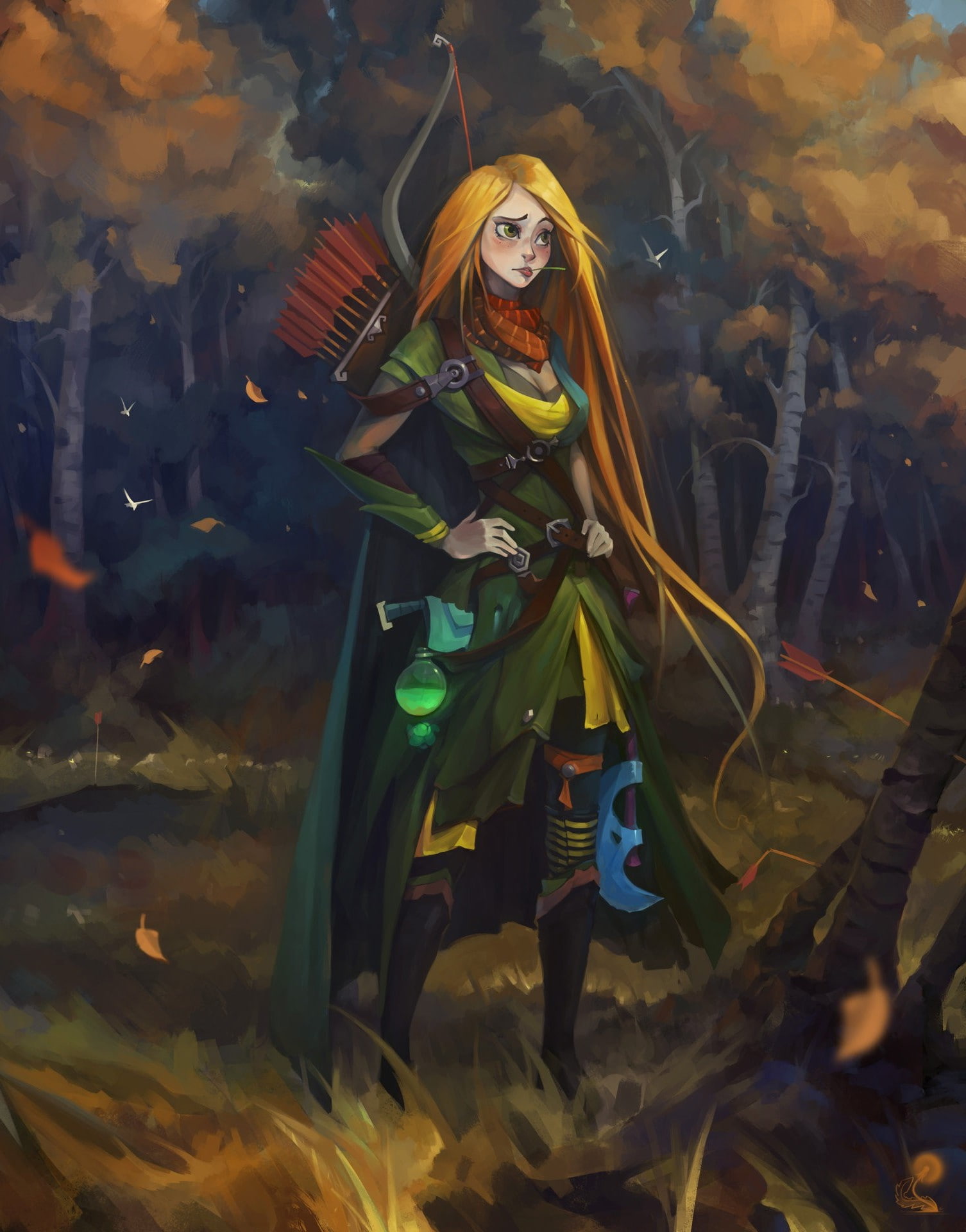 archers, Dota 2, fantasy Art, 1080P, windrunner, Windranger, dota, Phone HD Wallpaper