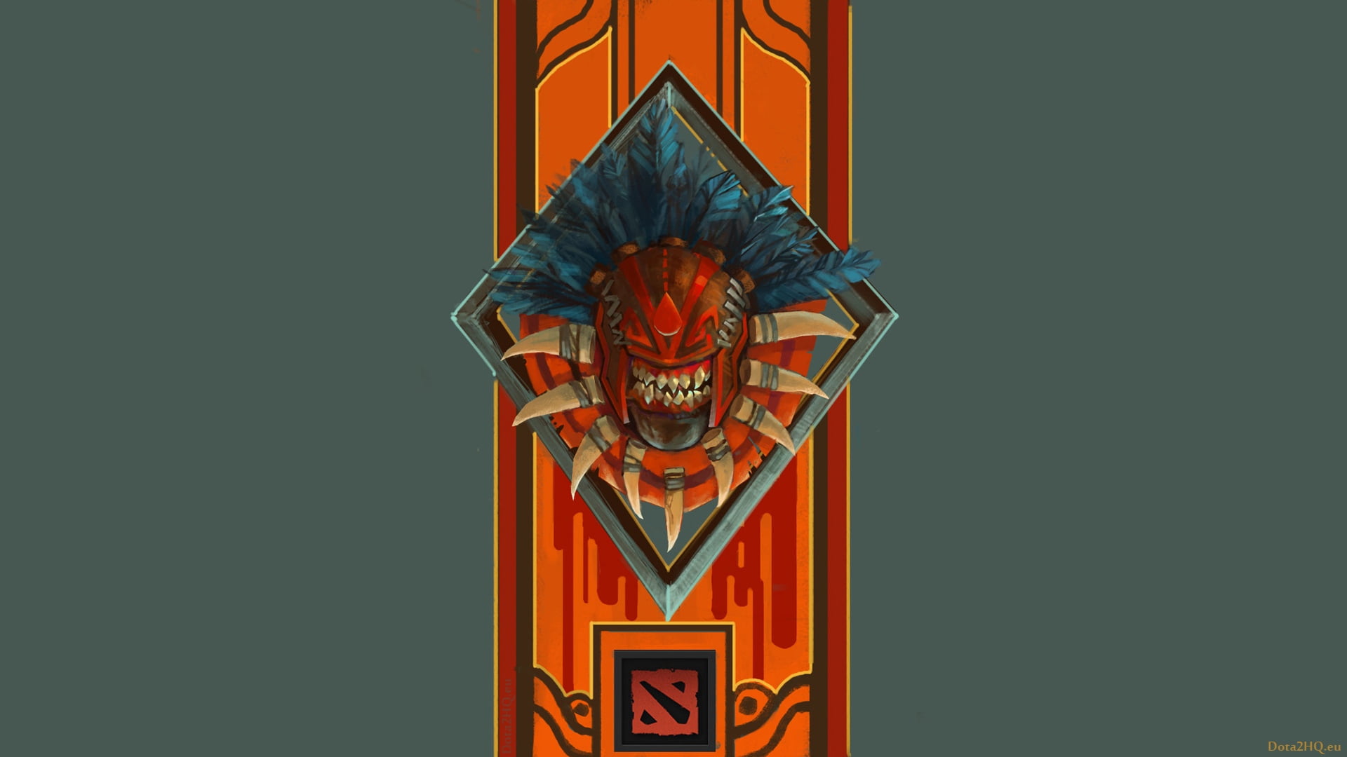 dota 2, pattern, text, male likeness, royalty, animal wildlife, ornate, art and craft, symbol, abstract, flag, copy space, representation, outdoors, strygwyr, HD Wallpaper