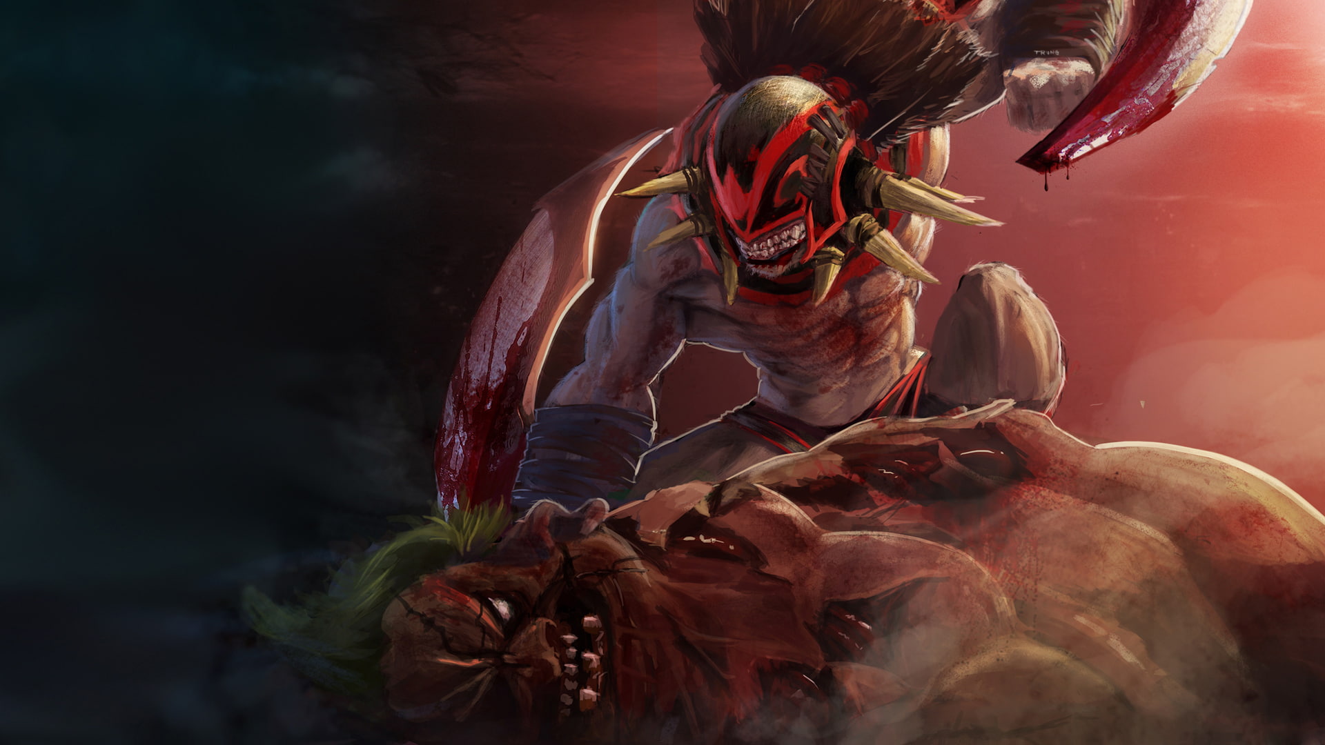 pudge, warriors, games, dota, fantasy, bloodseeker, masks, 1080P, HD Wallpaper