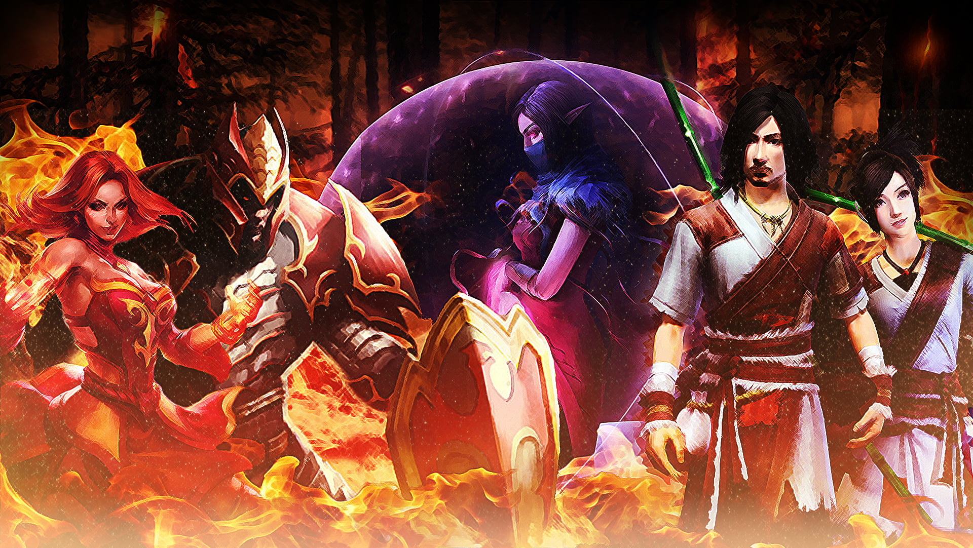 age of wulin, nature, sitting, group of people, men, multi colored, video games, women, young adult, video game characters, arts culture and entertainment, HD Wallpaper