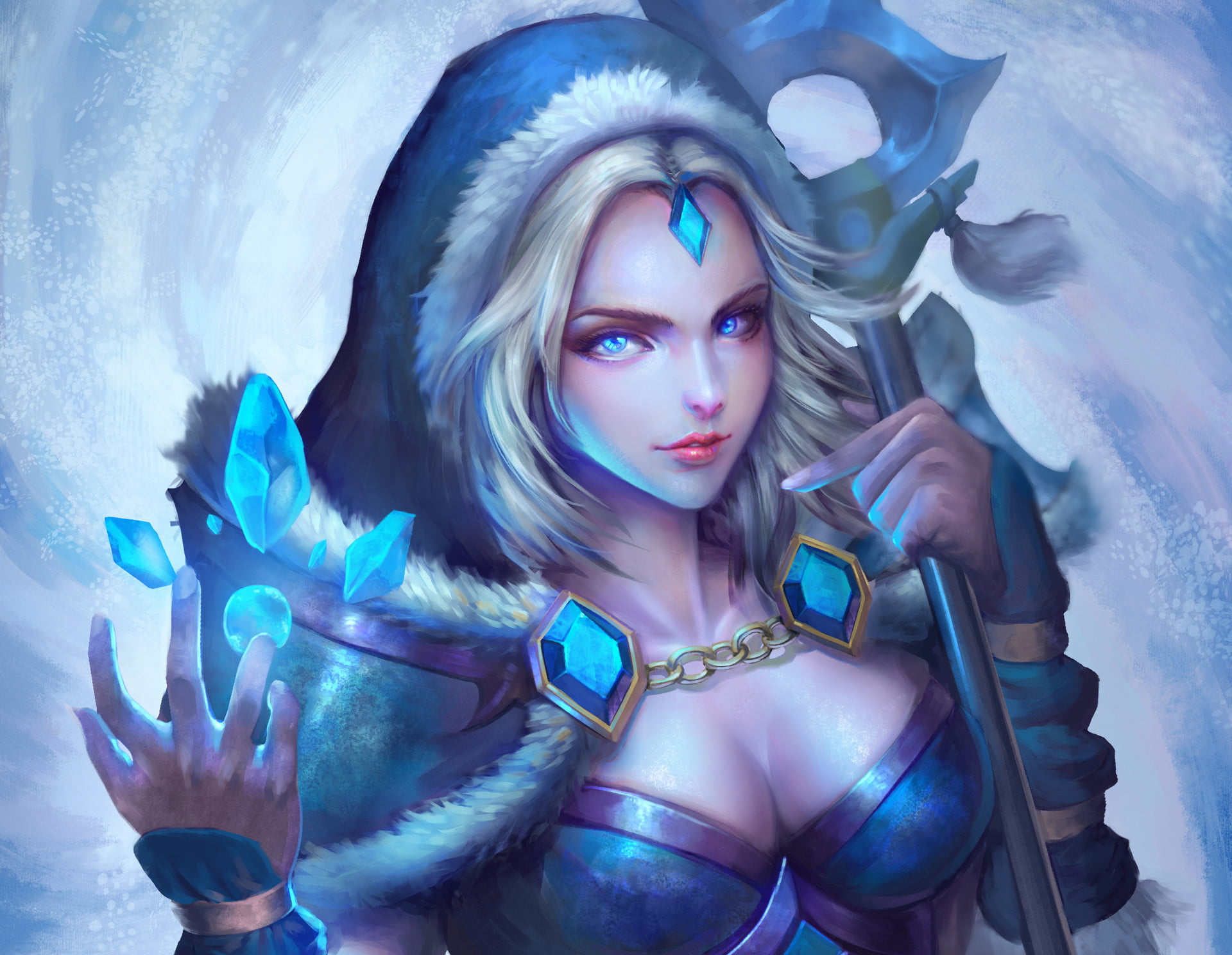 magician, short hair, cane, Dota, Crystal Maiden (DOTA2), Dota 2, 1080P, Rylai, HD Wallpaper
