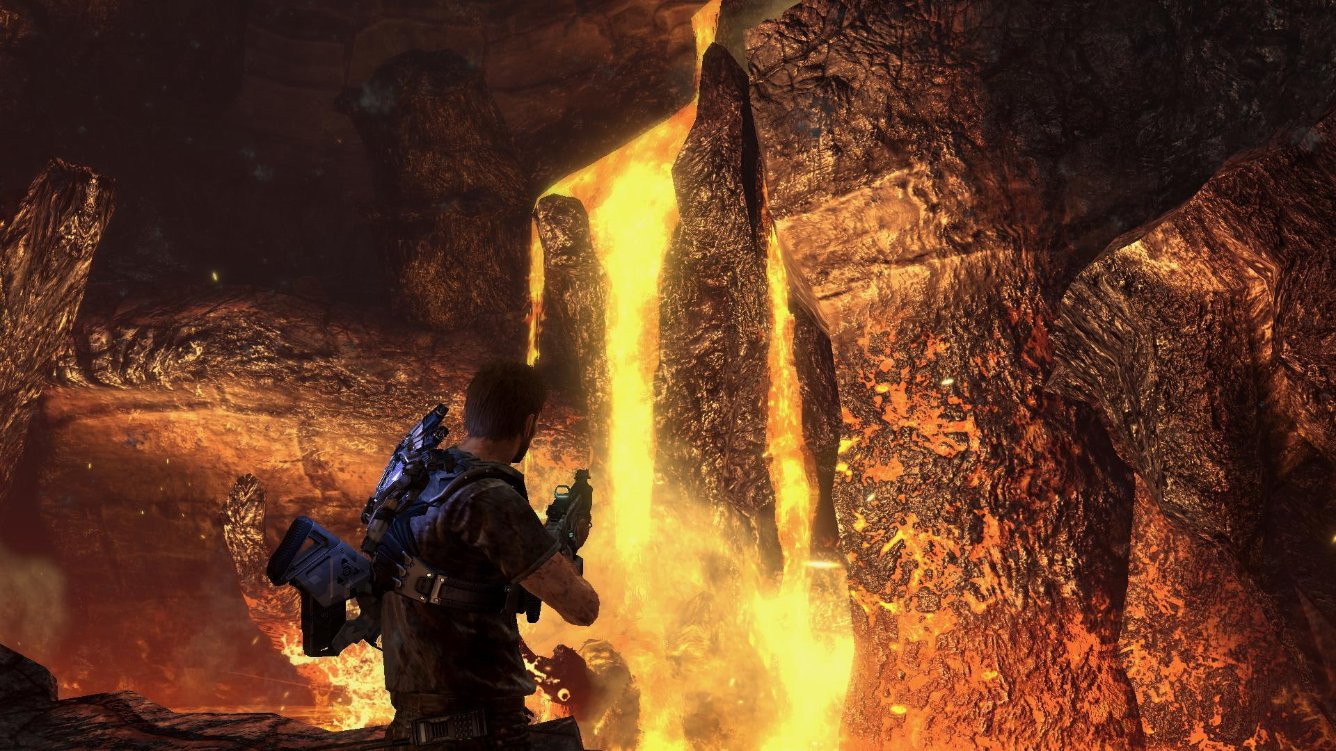 guns, rifle, holding, video game, lava, games, near, man, inversion, game, 3d, weapons, 1080P, HD Wallpaper
