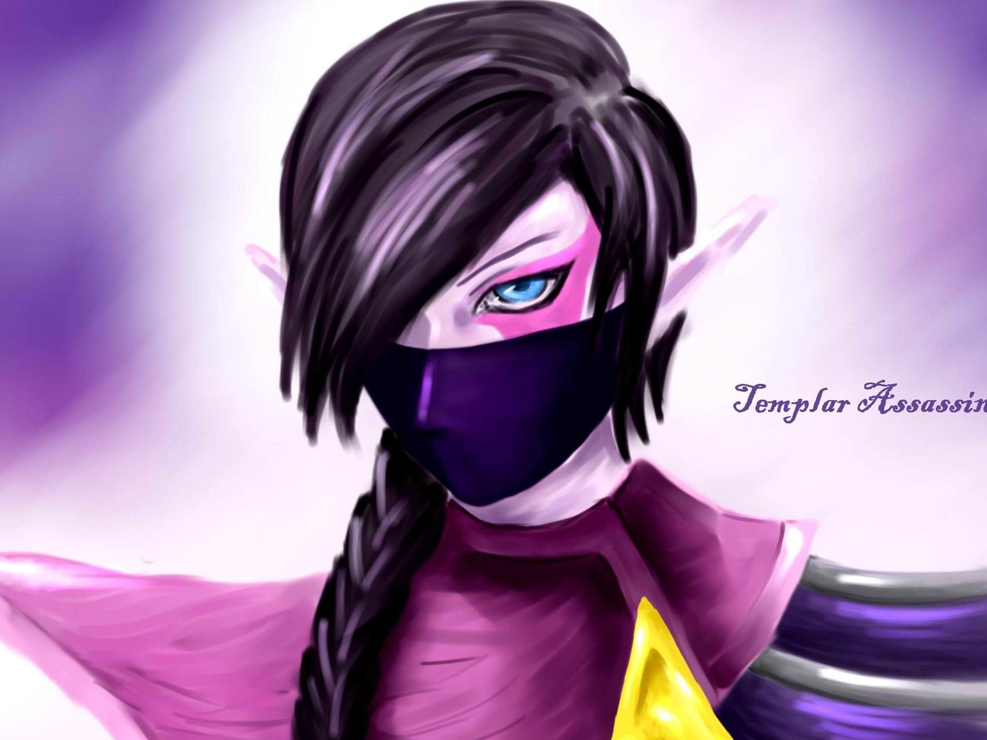 beautiful woman, fashion, dota, hairstyle, 1080P, man, obscured face, illustration, anime, hair, indoors, black, front view, adult, headshot, hd, HD Wallpaper