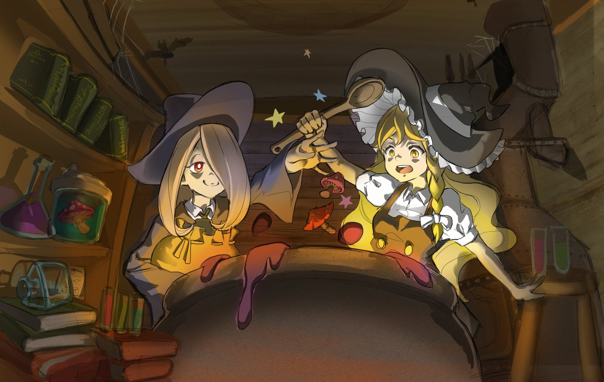 Touhou, Marisa Kirisame, Crossover, Anime, 1080P, Sucy Manbavaran, HD Wallpaper