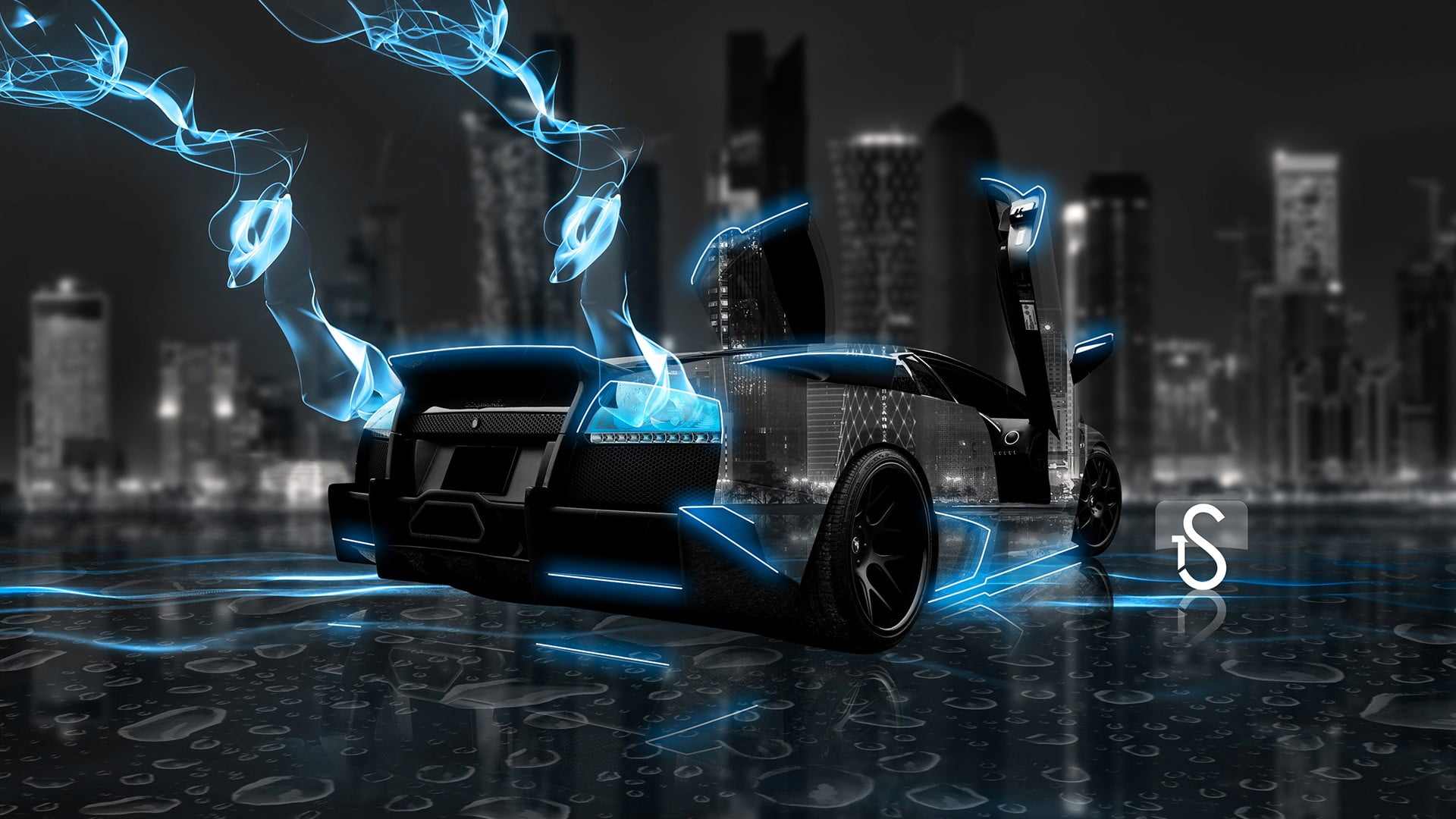 land vehicle, street, vehicle, shapes, outdoors, helicopter, built structure, building, no people, transportation, car, rc, render, smoke - physical structure, HD Wallpaper