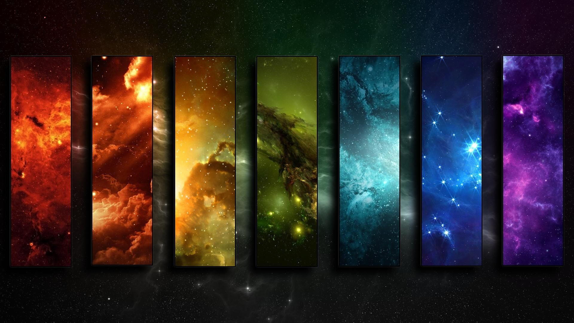 1080P, colorful, space, stars, collage, HD Wallpaper