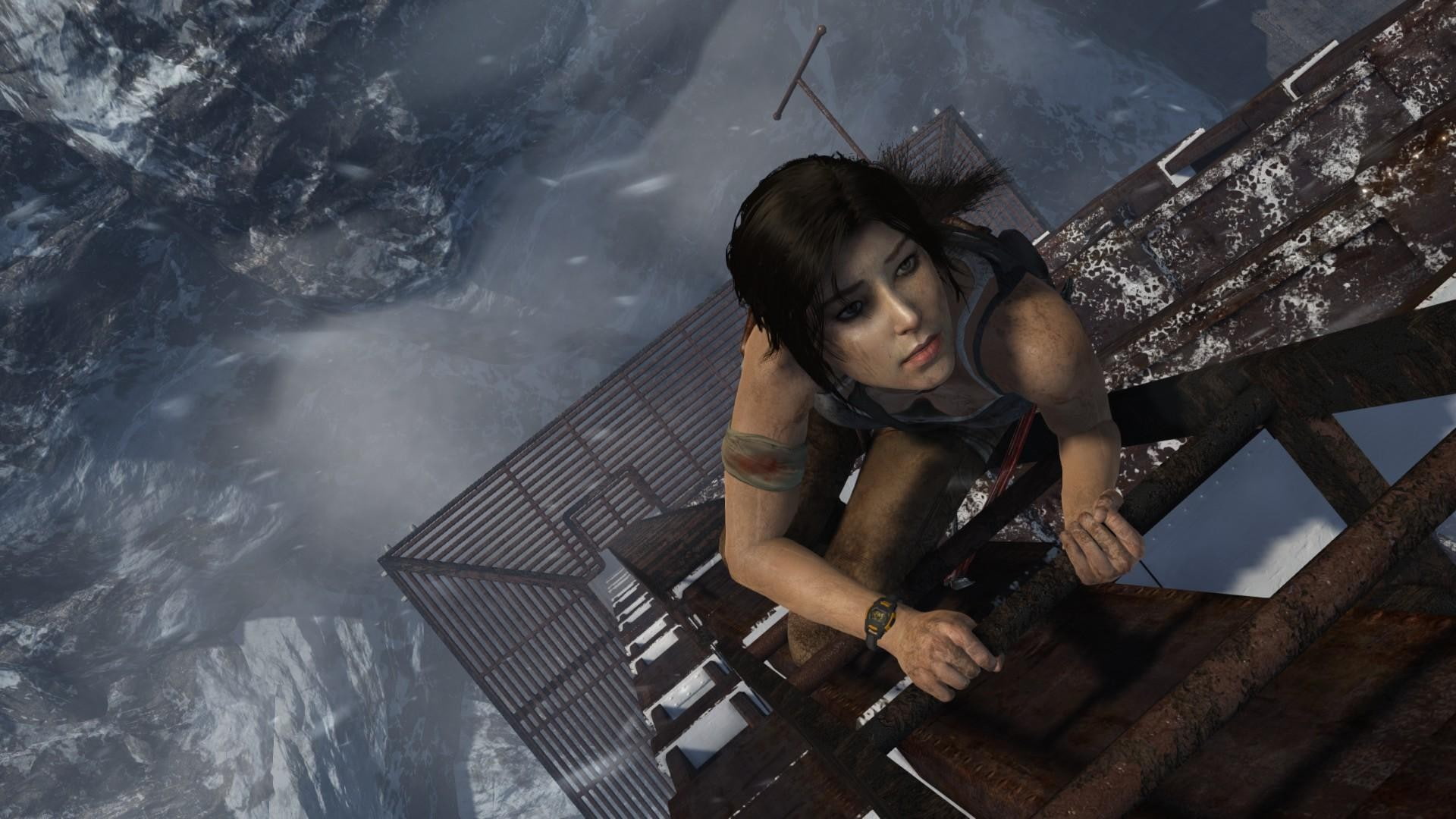 Lara Croft, sitting, lifestyles, architecture, portrait, front view, 1080P, childhood, one person, Tomb Raider, child, real people, high angle view, women, HD Wallpaper