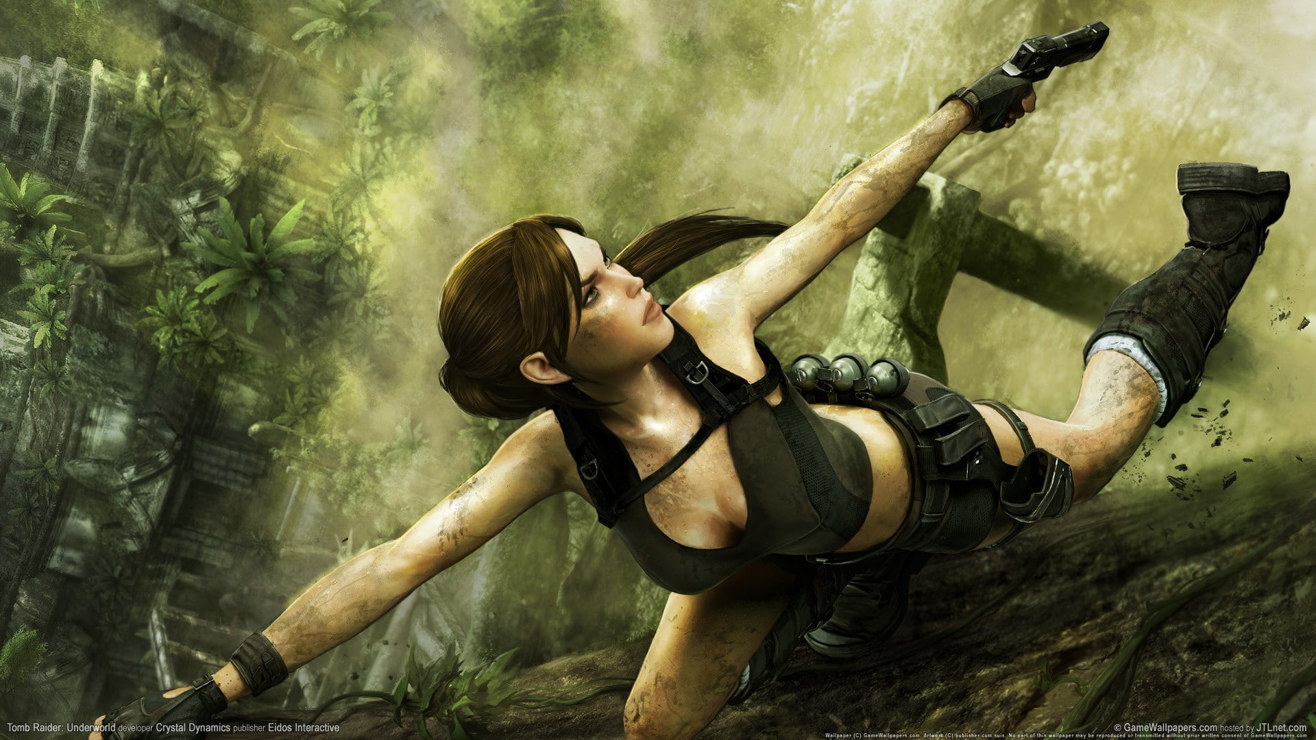 full length, young women, adult, women, land, Tomb Raider: Underworld, climbing, adventure, lifestyles, holding, leisure activity, young adult, Lara Croft, HD Wallpaper