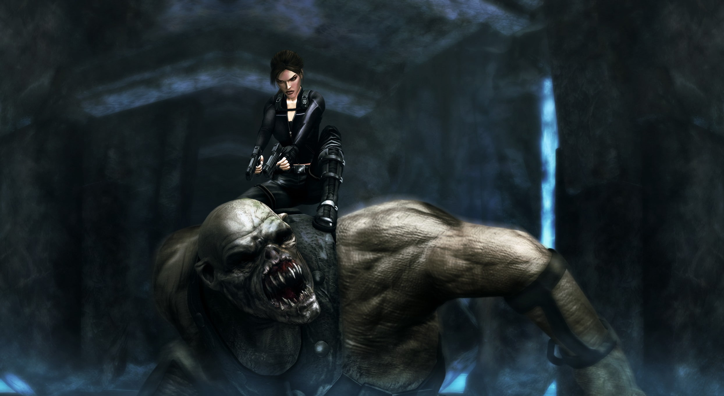 1080P, Tomb Raider: Underworld, mouth open, leisure activity, domestic, young adult, front view, aggression, artwork, real people, indoors, domestic animals, HD Wallpaper