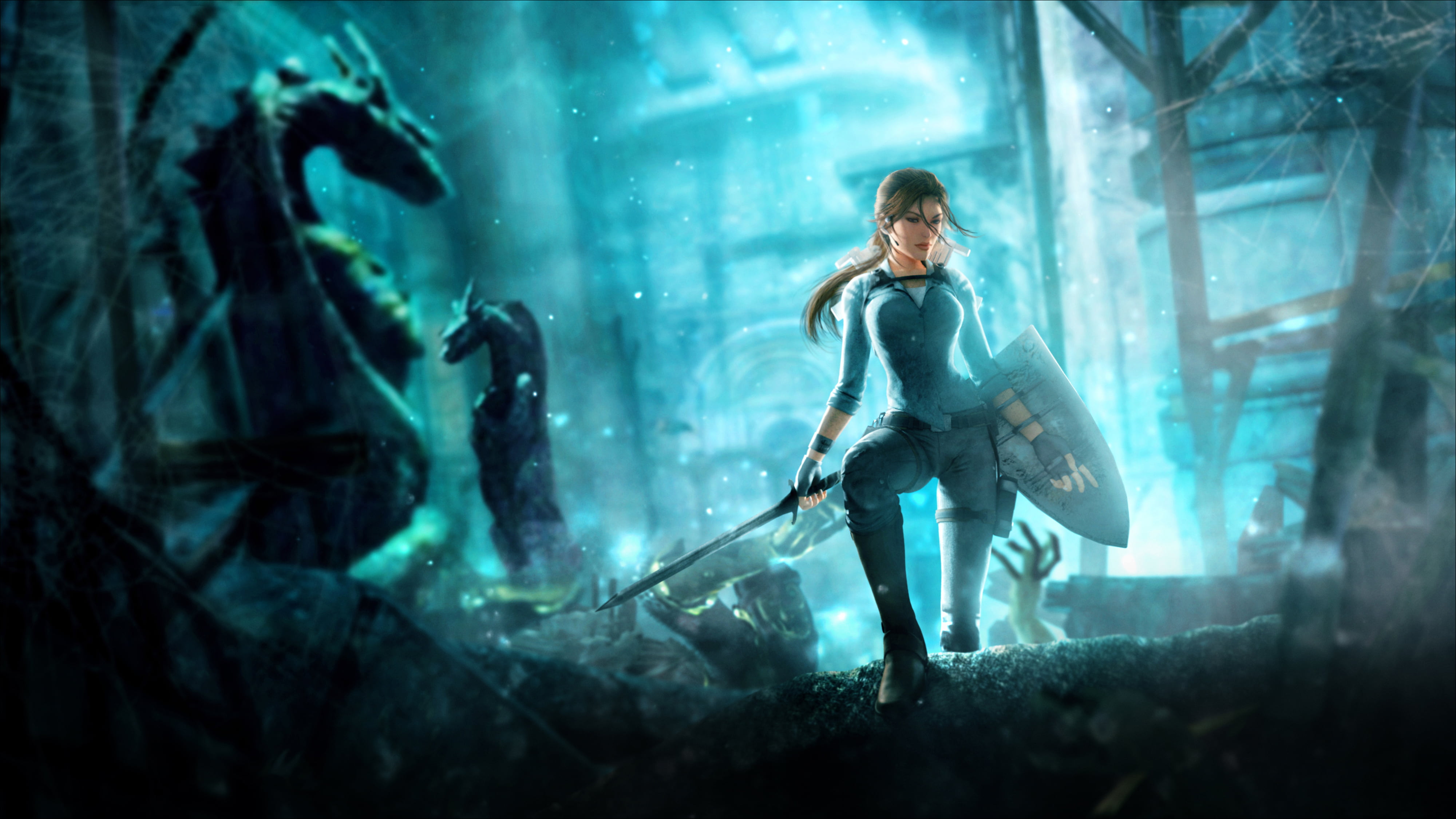 aquarium, technology, underworld, sea, look, water, architecture, people, animal wildlife, indoors, digital composite, adult, holding, underwater, hair, HD Wallpaper