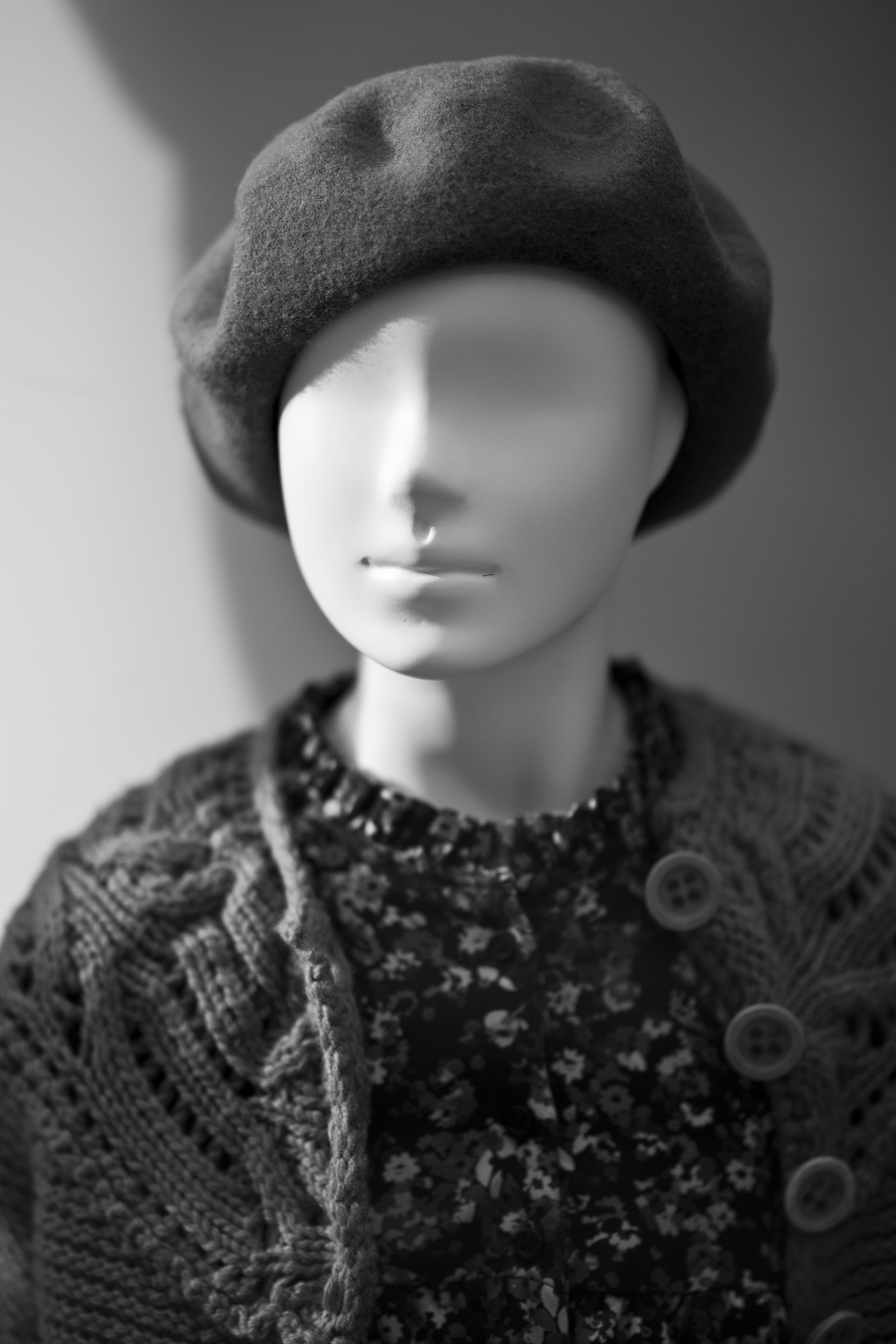 indoors, art, human face, fashion, human representation, modern, people, representation, retail display, overview, young model, black And White, fiction, Phone HD Wallpaper