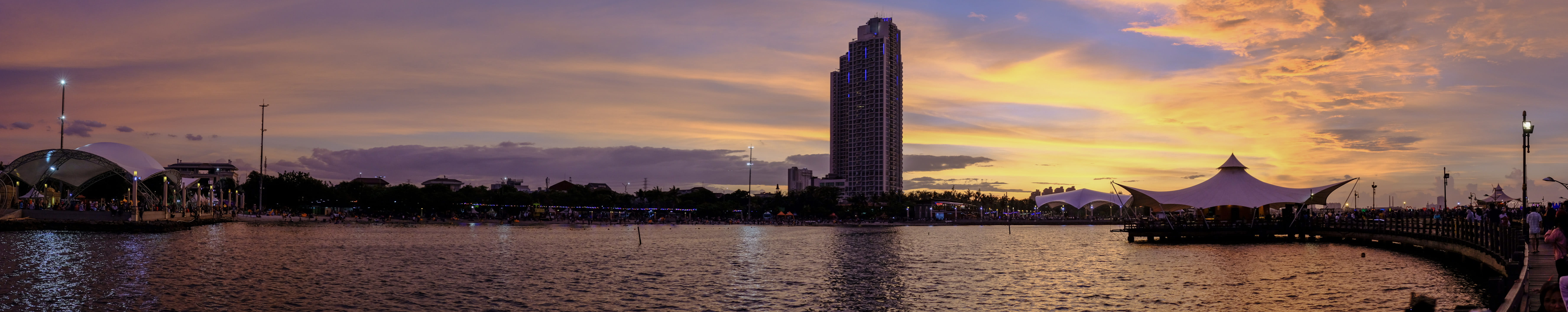 happy, cloud - sky, siluet, connection, outdoors, amusement park, le bridge ancol beach, river, tower, 5K, cityscape, sunset, jakarta utara, water, no people, HD Wallpaper