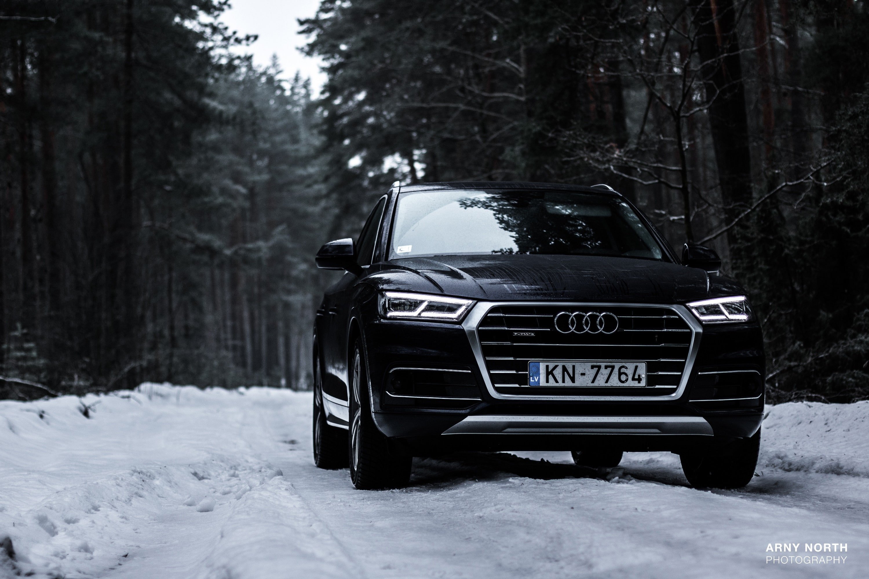 Latvia, snow, 2K, Arny North, Audi Q5, forest, HD Wallpaper