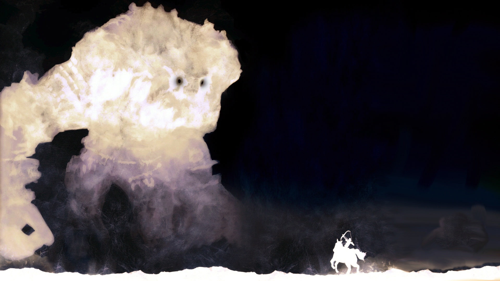 illustration, video games, colossus, riding, hd, shadow, 1080P, horse, person, the, HD Wallpaper